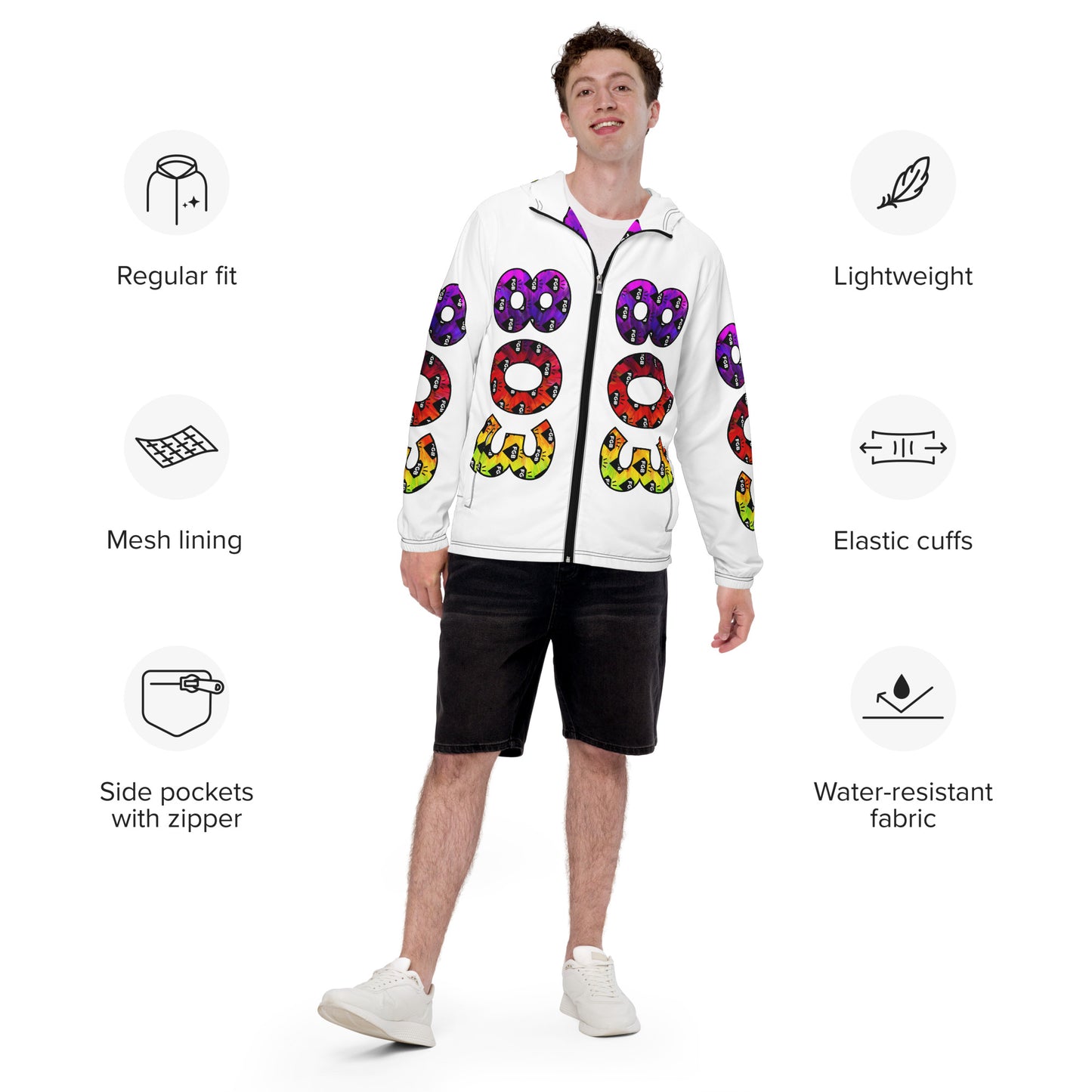 Multicolor 803 Men’s Windbreaker (White)