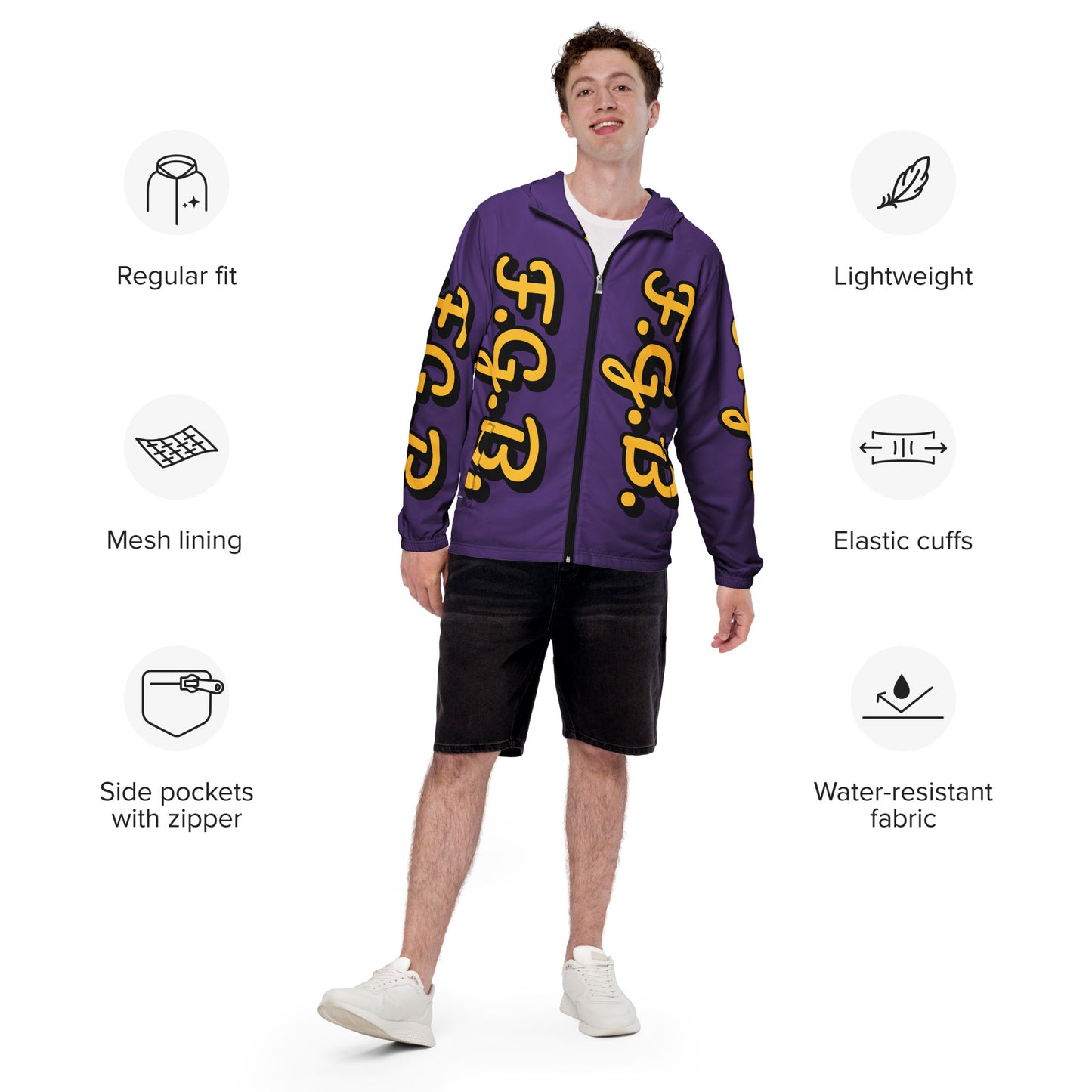 F.G.B. Men’s Windbreaker (Purple)