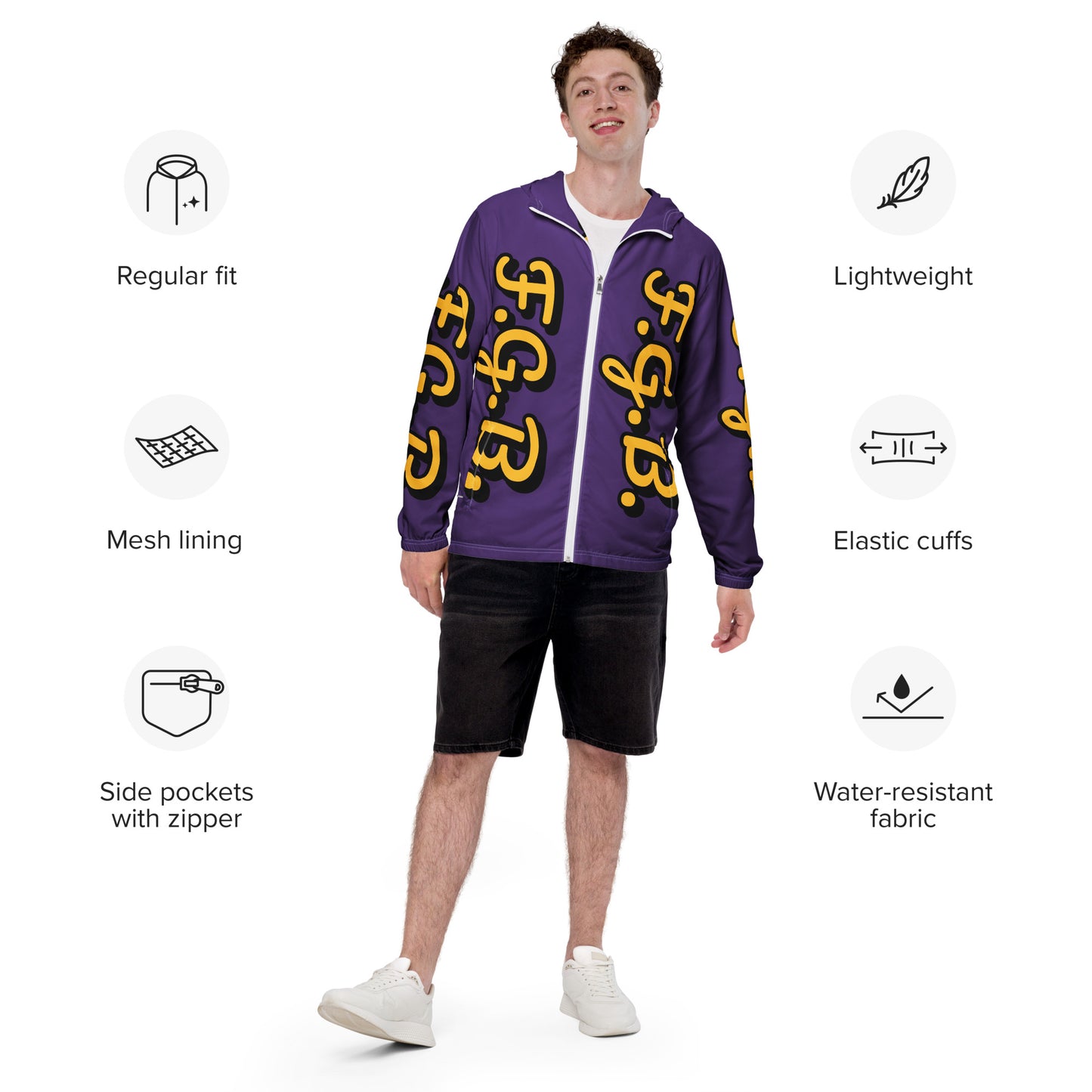 F.G.B. Men’s Windbreaker (Purple)