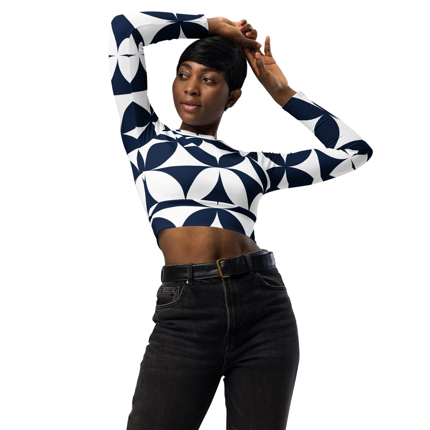 Illusion long-sleeve crop top