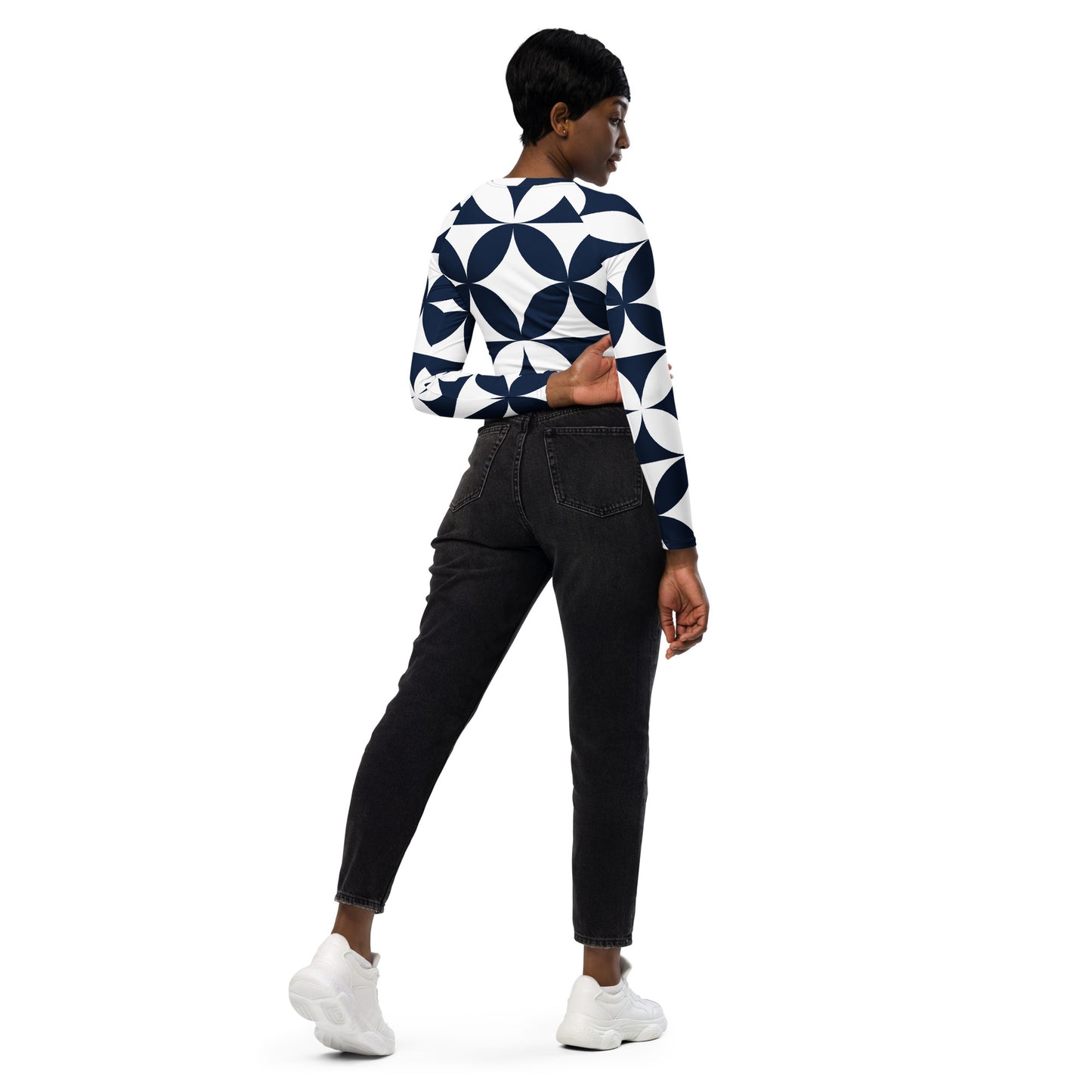 Illusion long-sleeve crop top