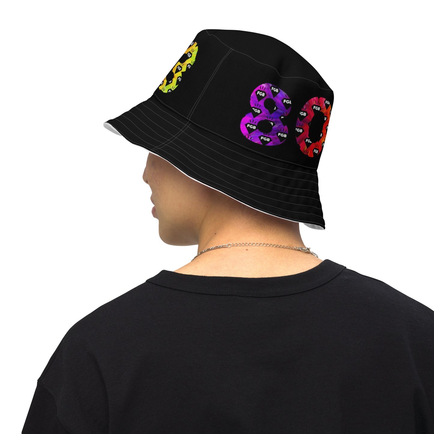 Multicolor 803 Reversible bucket hat (Black X White)