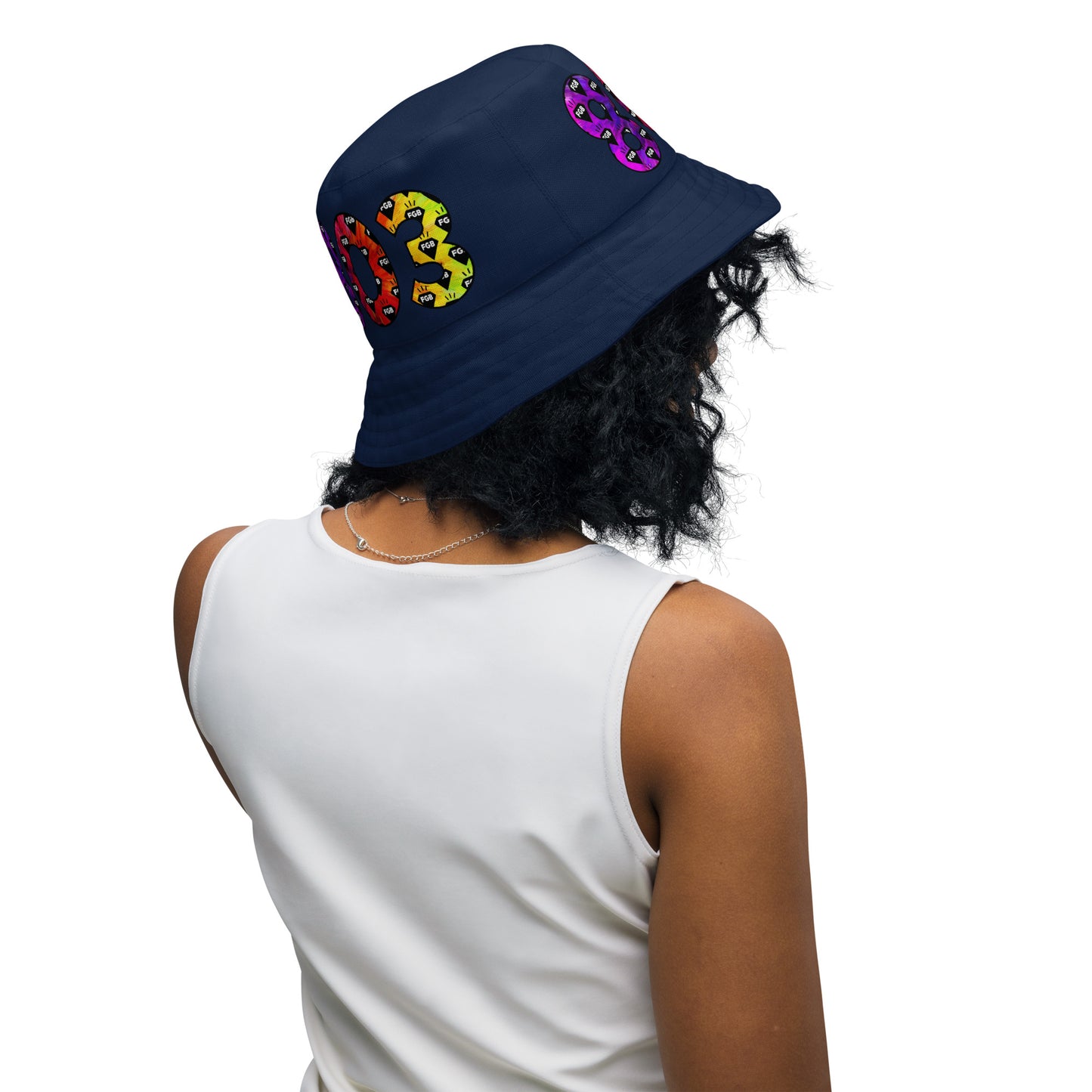 Multicolor 803 Reversible bucket hat (Navy X Red)