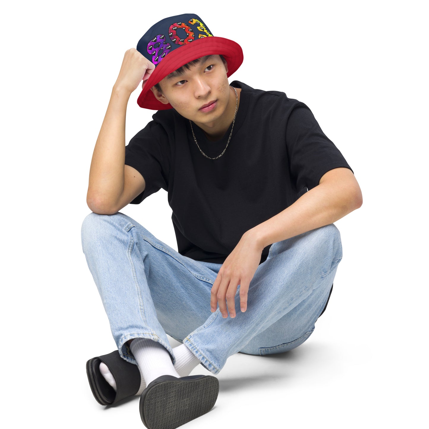 Multicolor 803 Reversible bucket hat (Navy X Red)