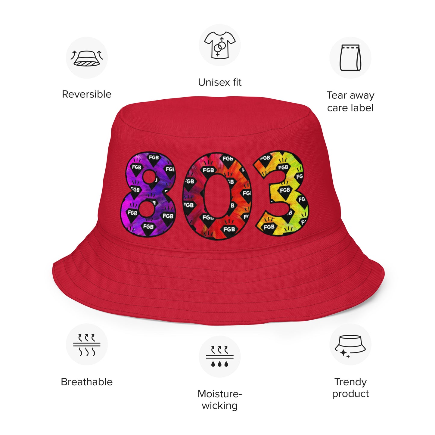 Multicolor 803 Reversible bucket hat (Navy X Red)