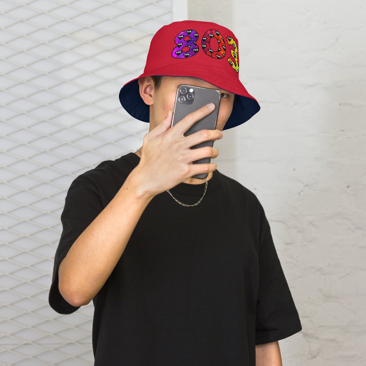 Multicolor 803 Reversible bucket hat (Navy X Red)