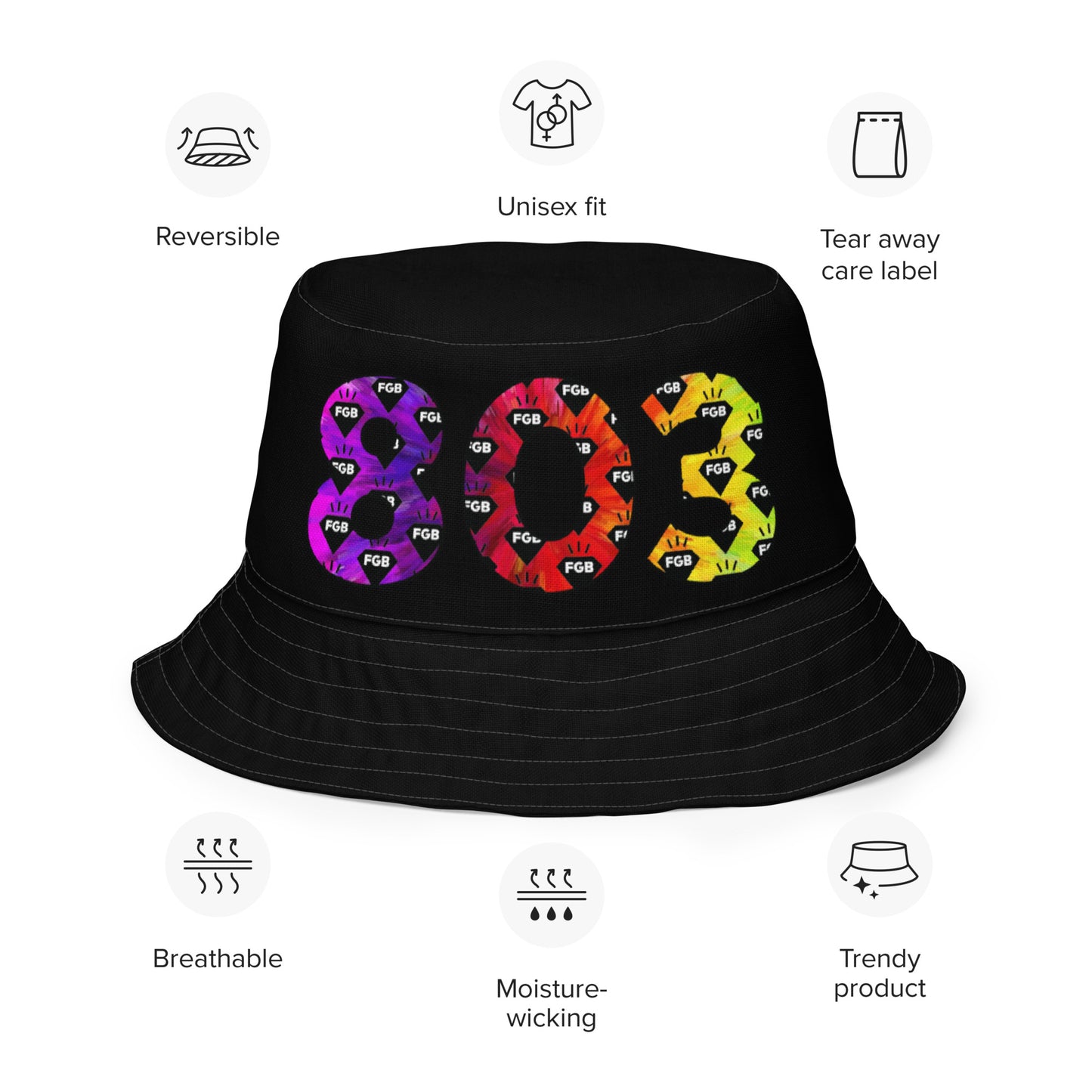 Multicolor 803 Reversible bucket hat (Black X White)