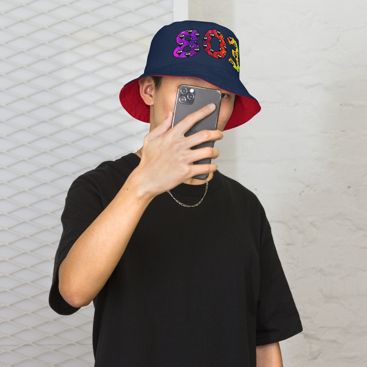 Multicolor 803 Reversible bucket hat (Navy X Red)