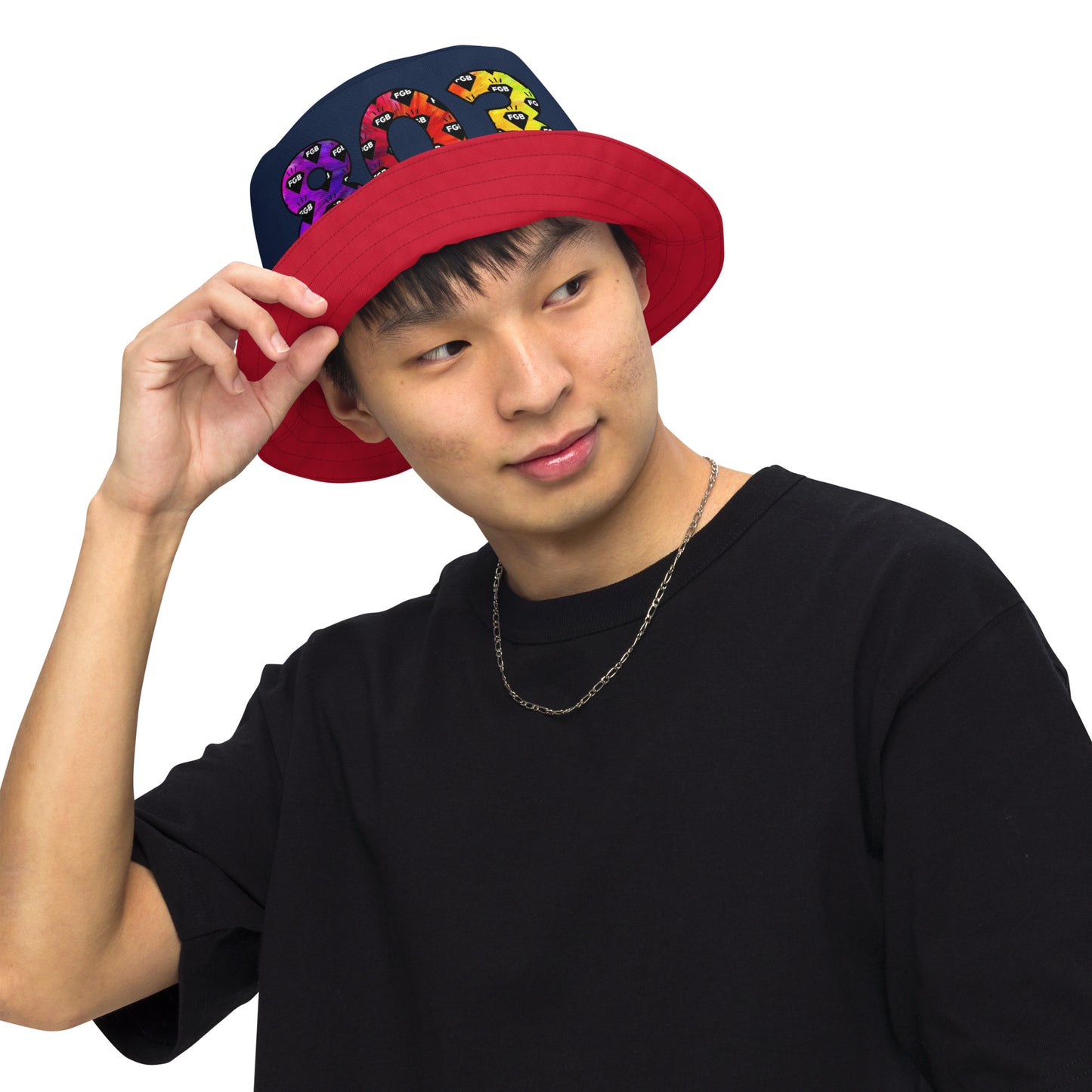 Multicolor 803 Reversible bucket hat (Navy X Red)