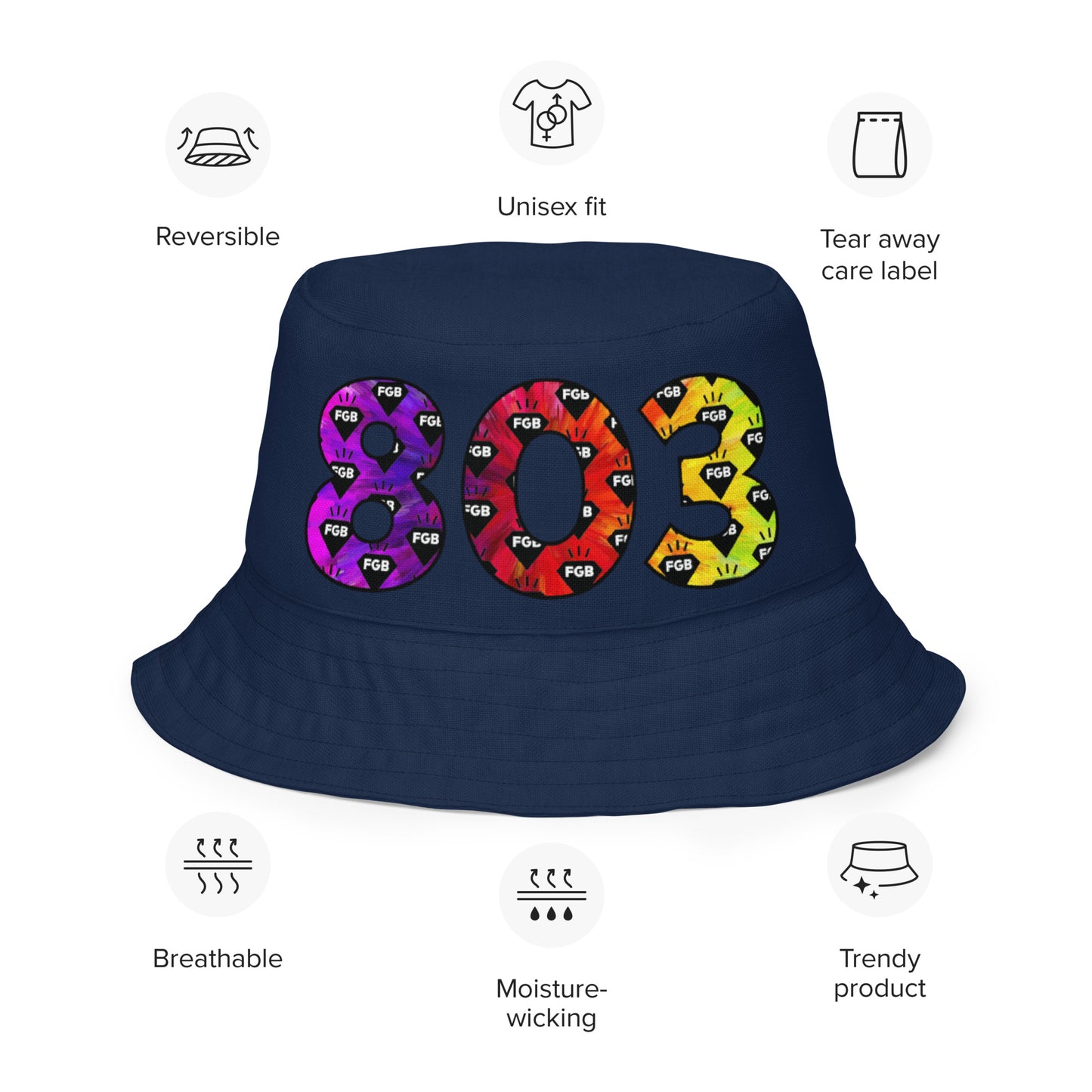 Multicolor 803 Reversible bucket hat (Navy X Red)