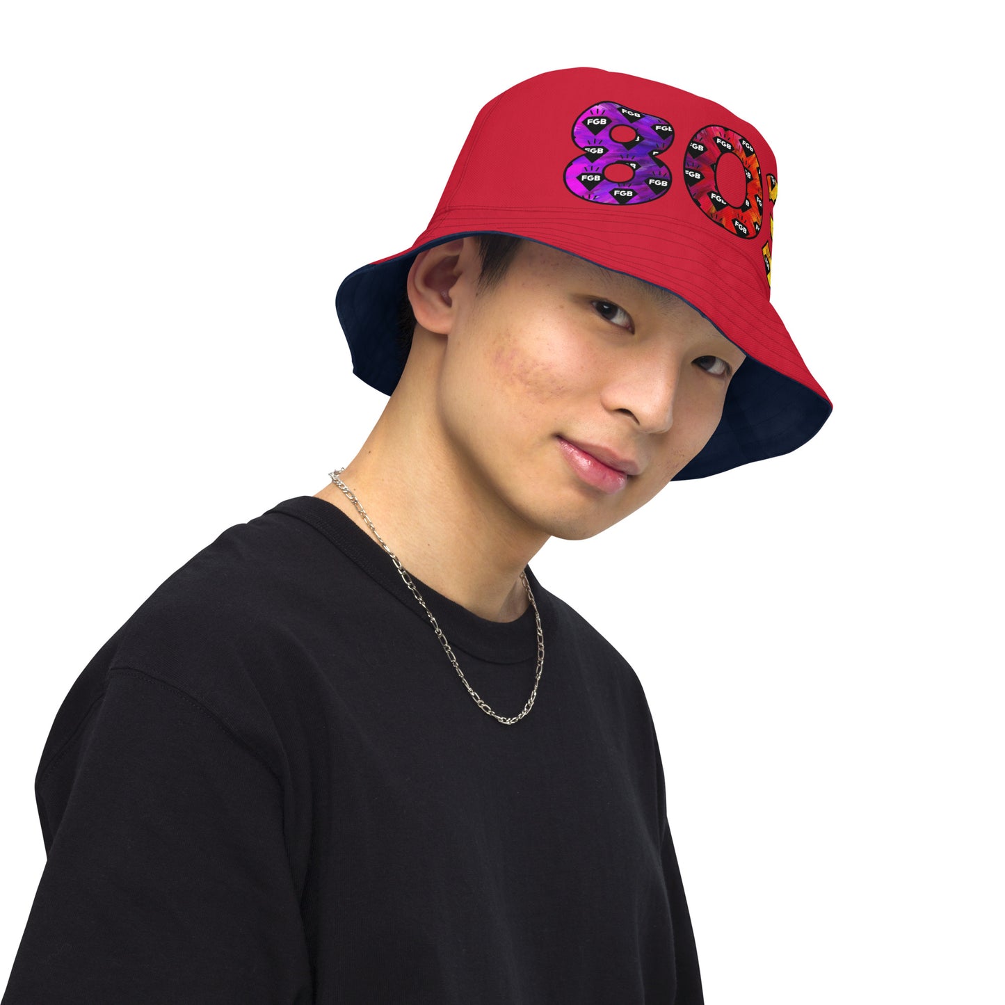 Multicolor 803 Reversible bucket hat (Navy X Red)