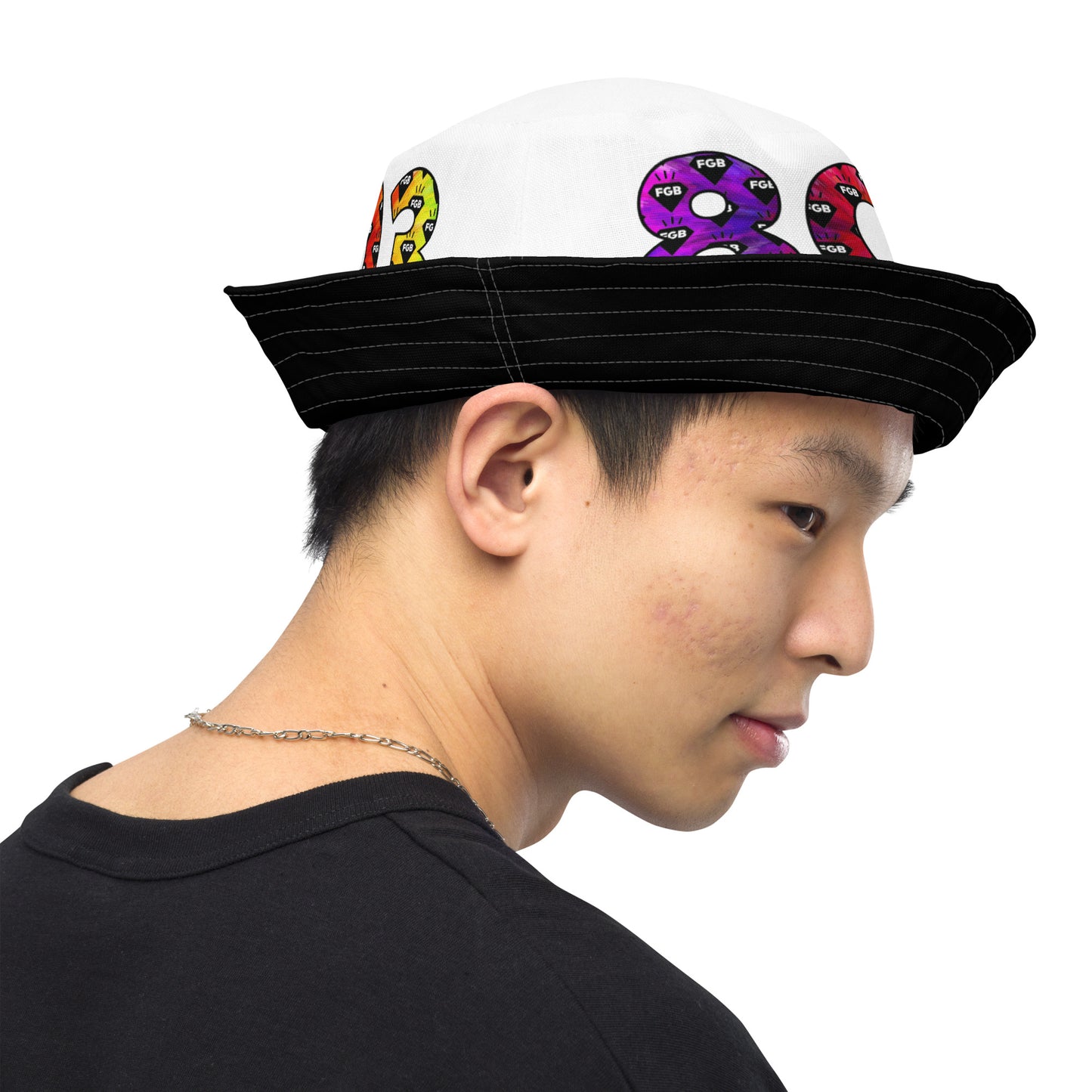 Multicolor 803 Reversible bucket hat (Black X White)