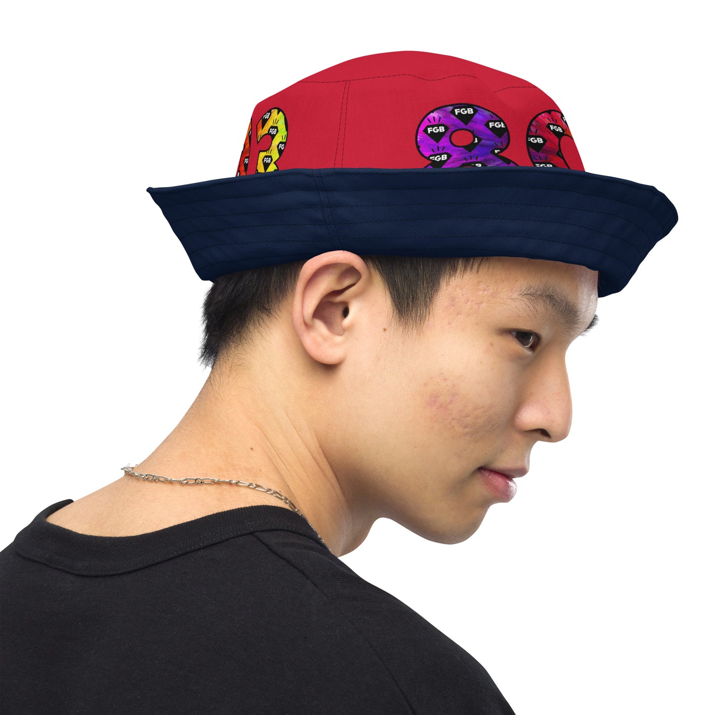 Multicolor 803 Reversible bucket hat (Navy X Red)