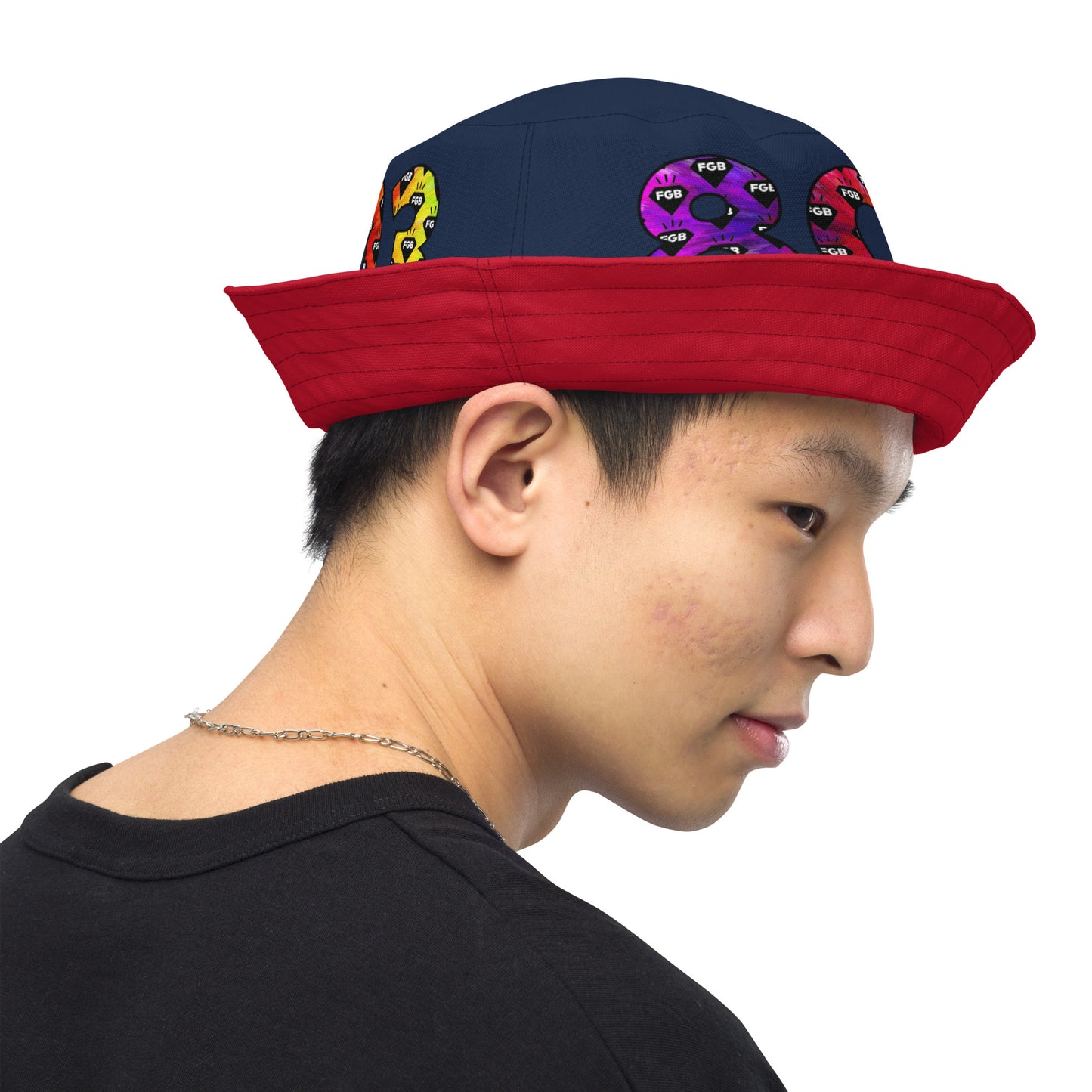 Multicolor 803 Reversible bucket hat (Navy X Red)