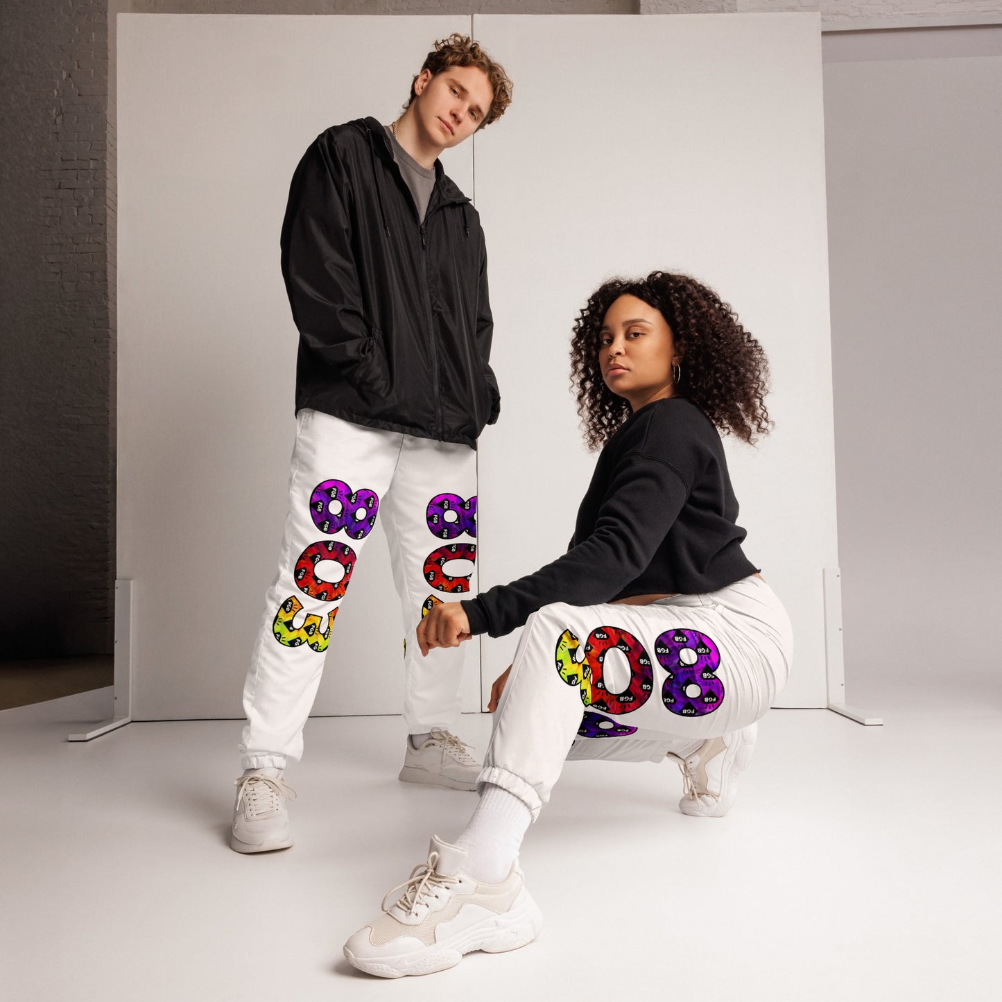 Multicolor 803 Unisex Track Pants (White)