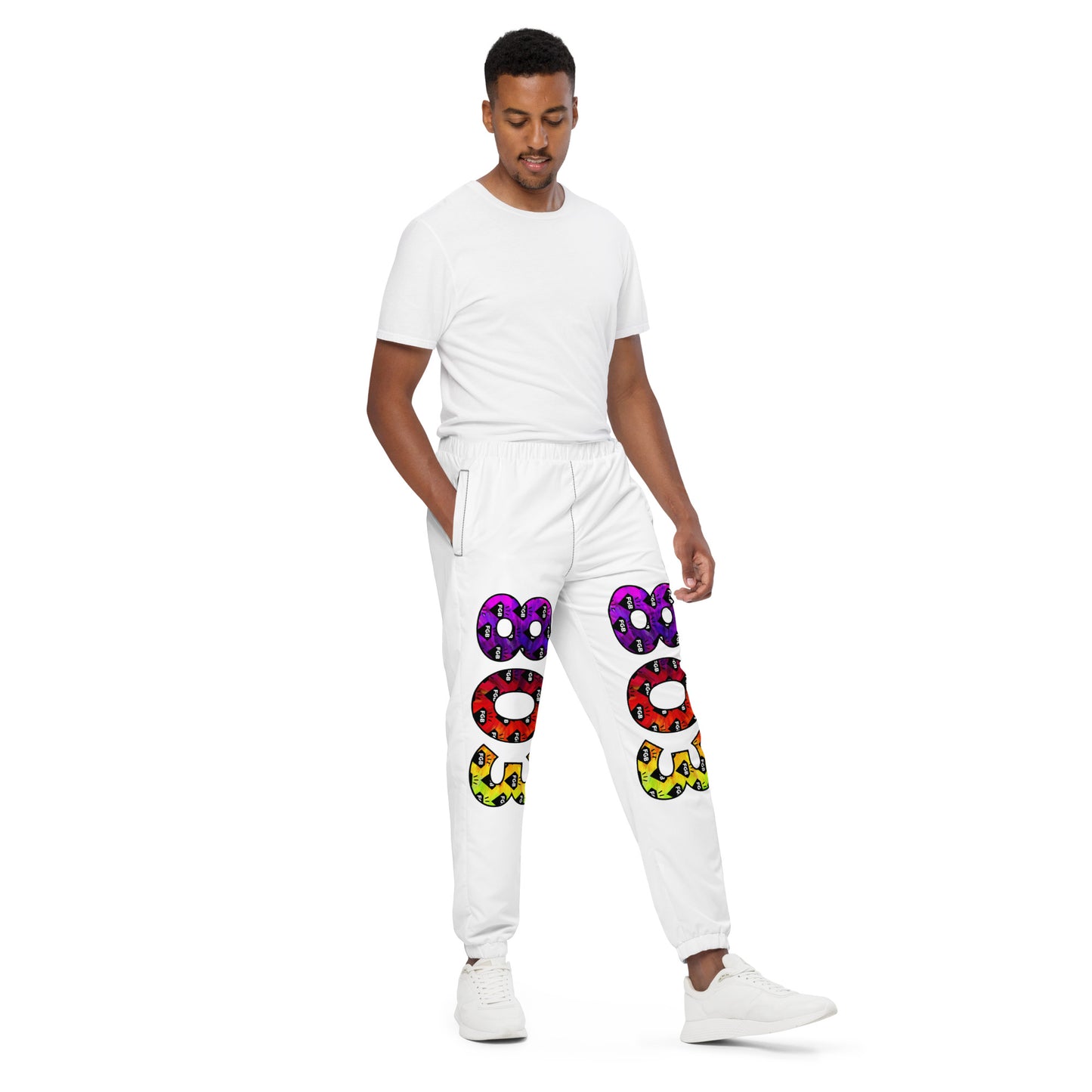 Multicolor 803 Unisex Track Pants (White)