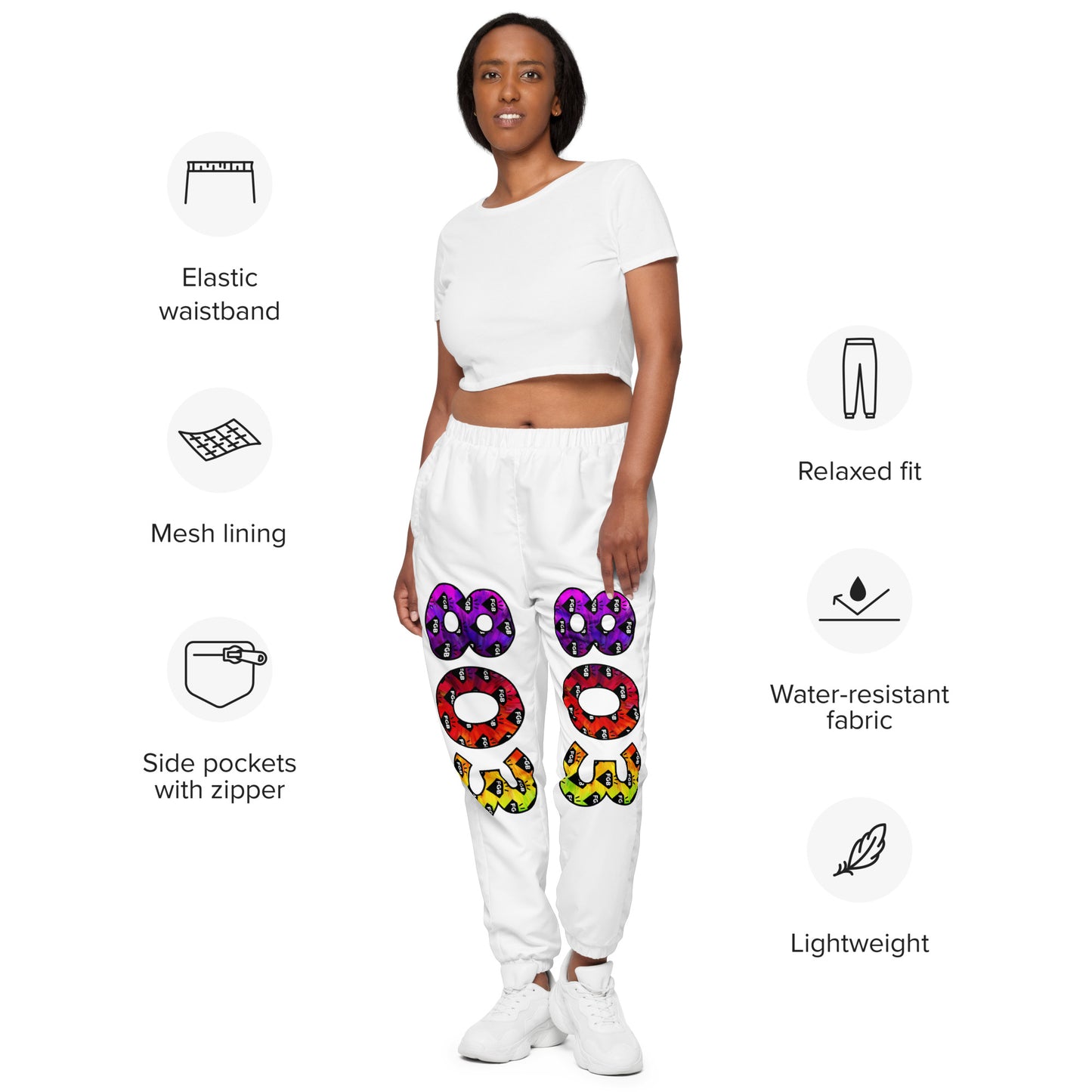 Multicolor 803 Unisex Track Pants (White)