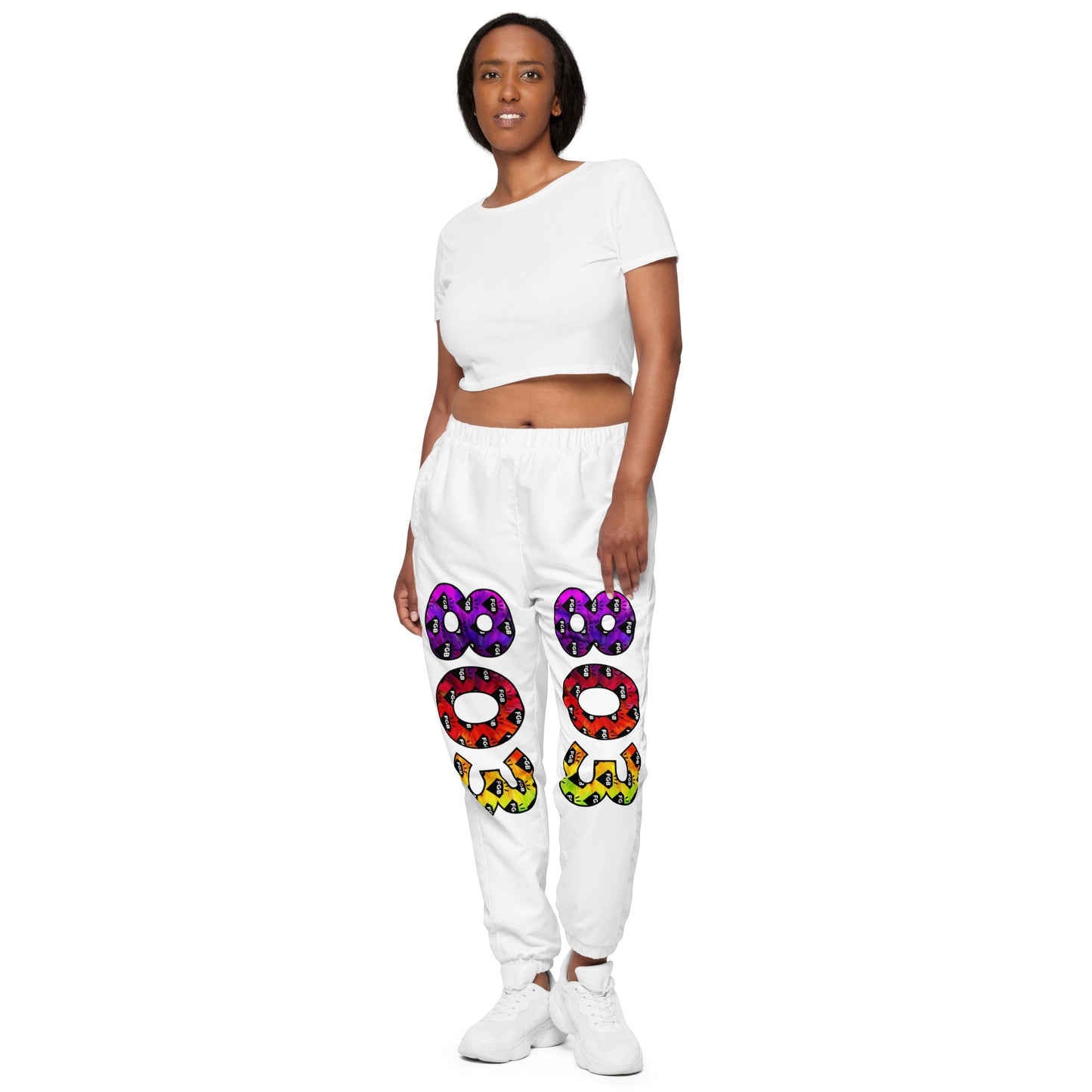 Multicolor 803 Unisex Track Pants (White)