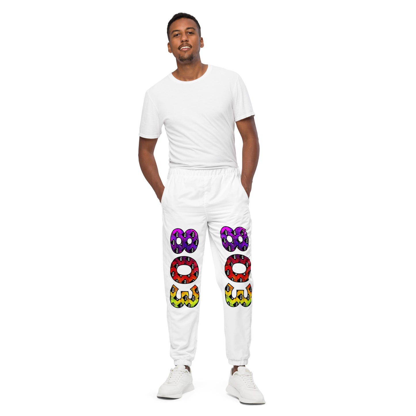 Multicolor 803 Unisex Track Pants (White)