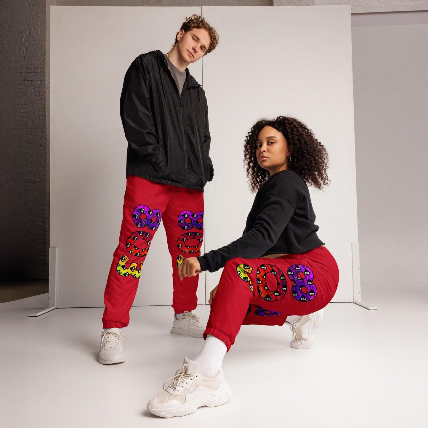 Multicolor 803 Unisex Track Pants (Red)