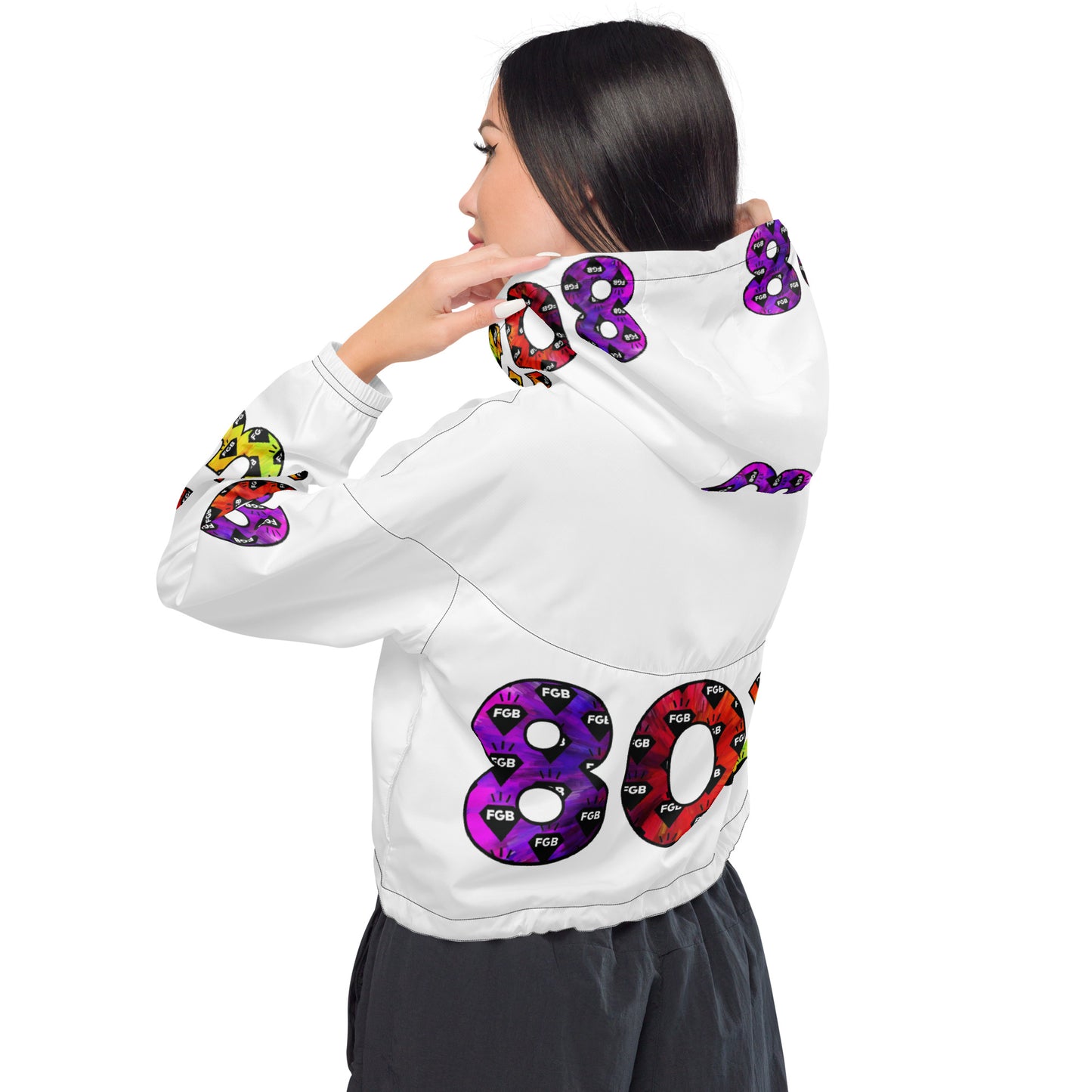 Multicolor 803 Women’s cropped windbreaker (White)