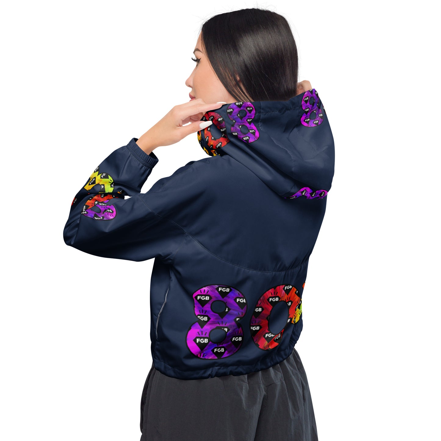 Multicolor 803 Women’s cropped windbreaker (Navy)