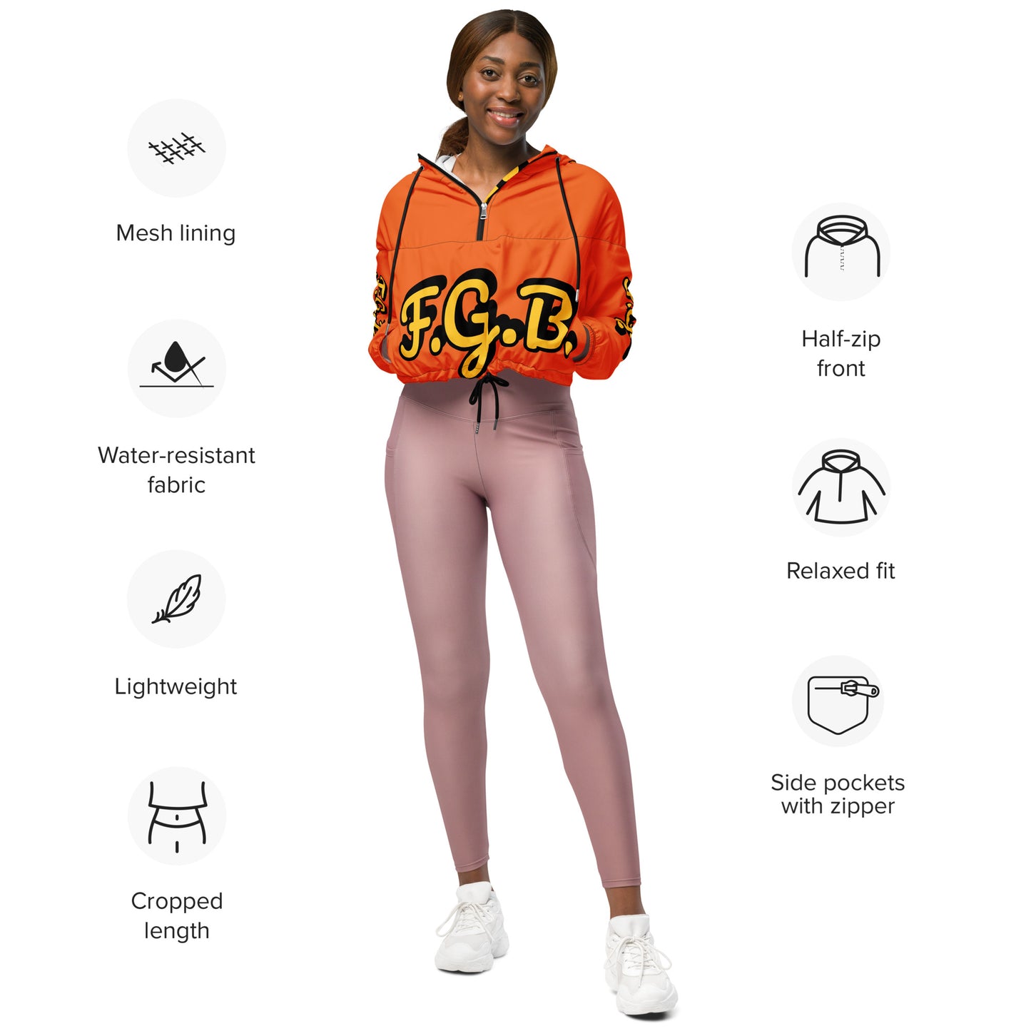 F.G.B. Women’s cropped windbreaker (Orange)