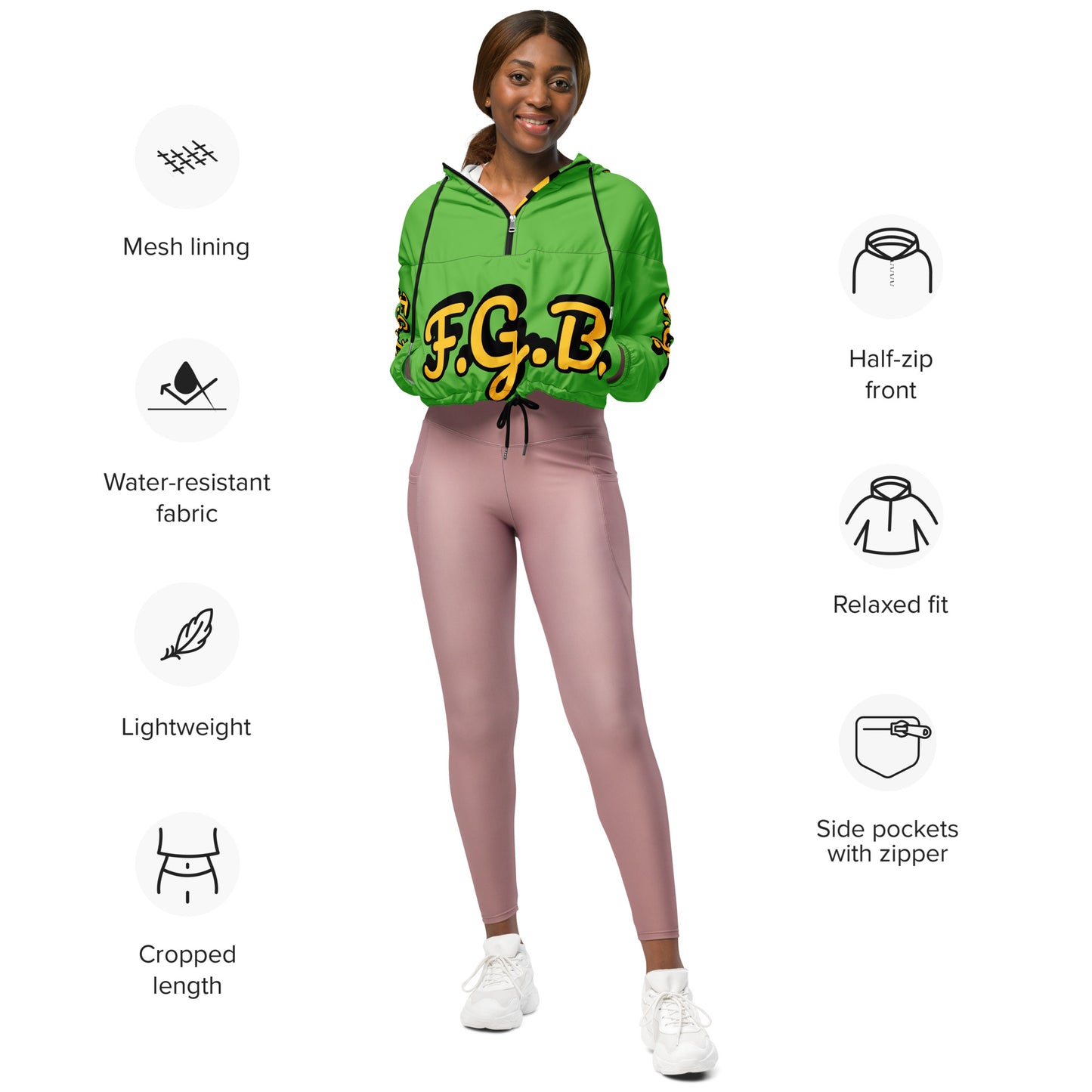 F.G.B. Women’s cropped windbreaker (Green)