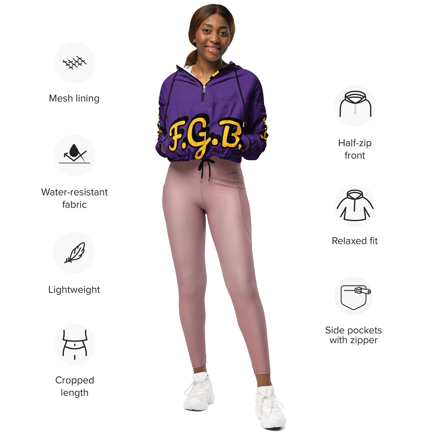 F.G.B. Women’s cropped windbreaker (Purple)