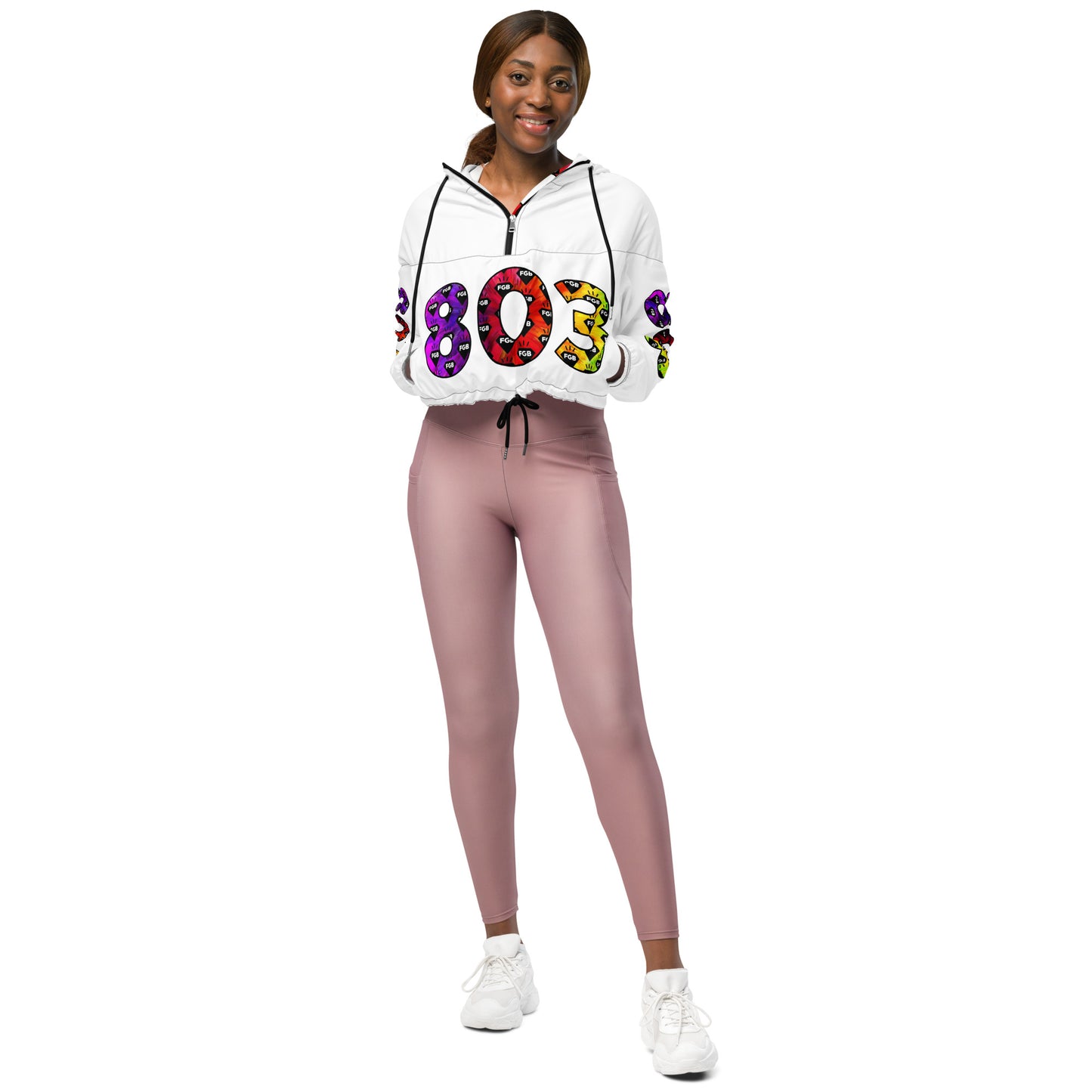 Multicolor 803 Women’s cropped windbreaker (White)