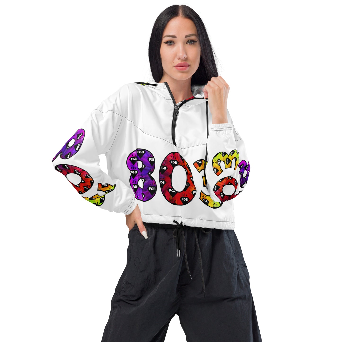 Multicolor 803 Women’s cropped windbreaker (White)