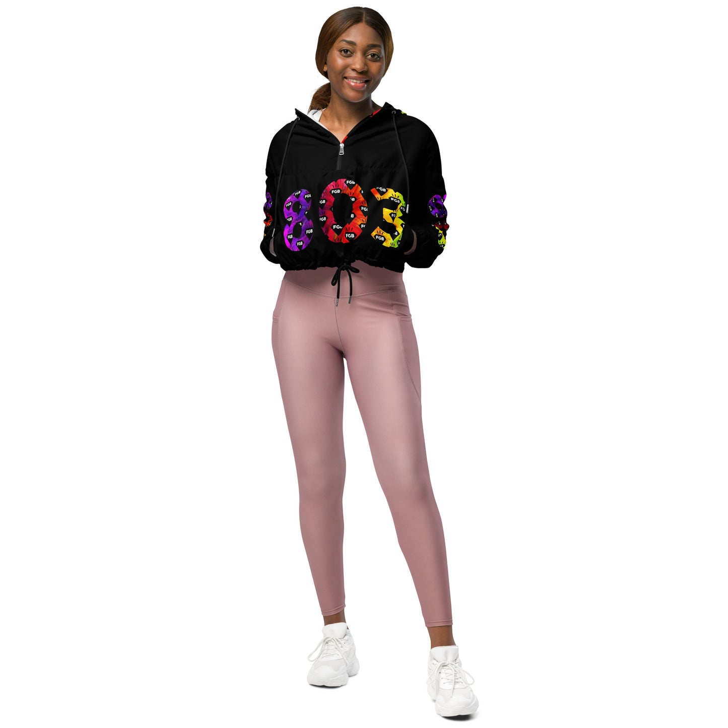 Multicolor 803 Women’s cropped windbreaker (Black)