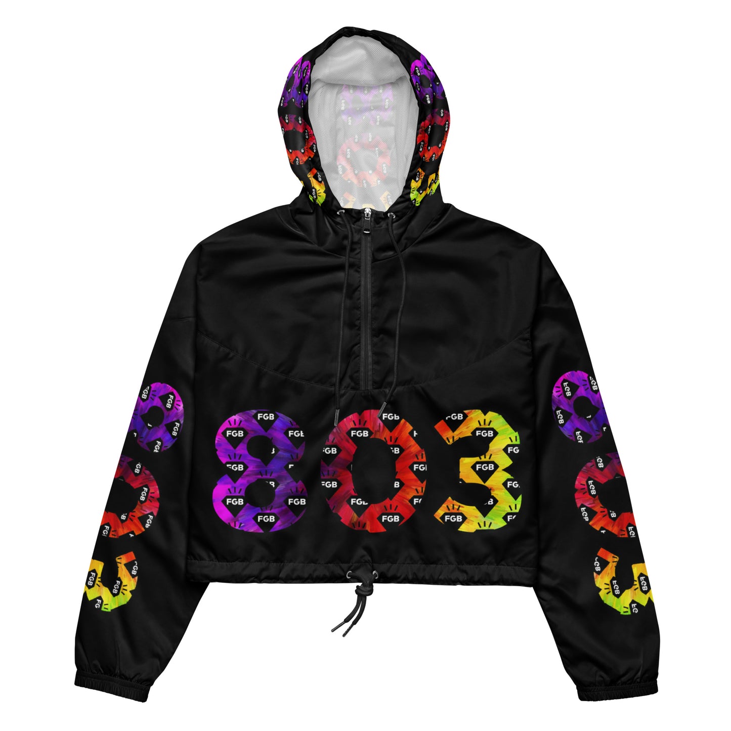 Multicolor 803 Women’s cropped windbreaker (Black)