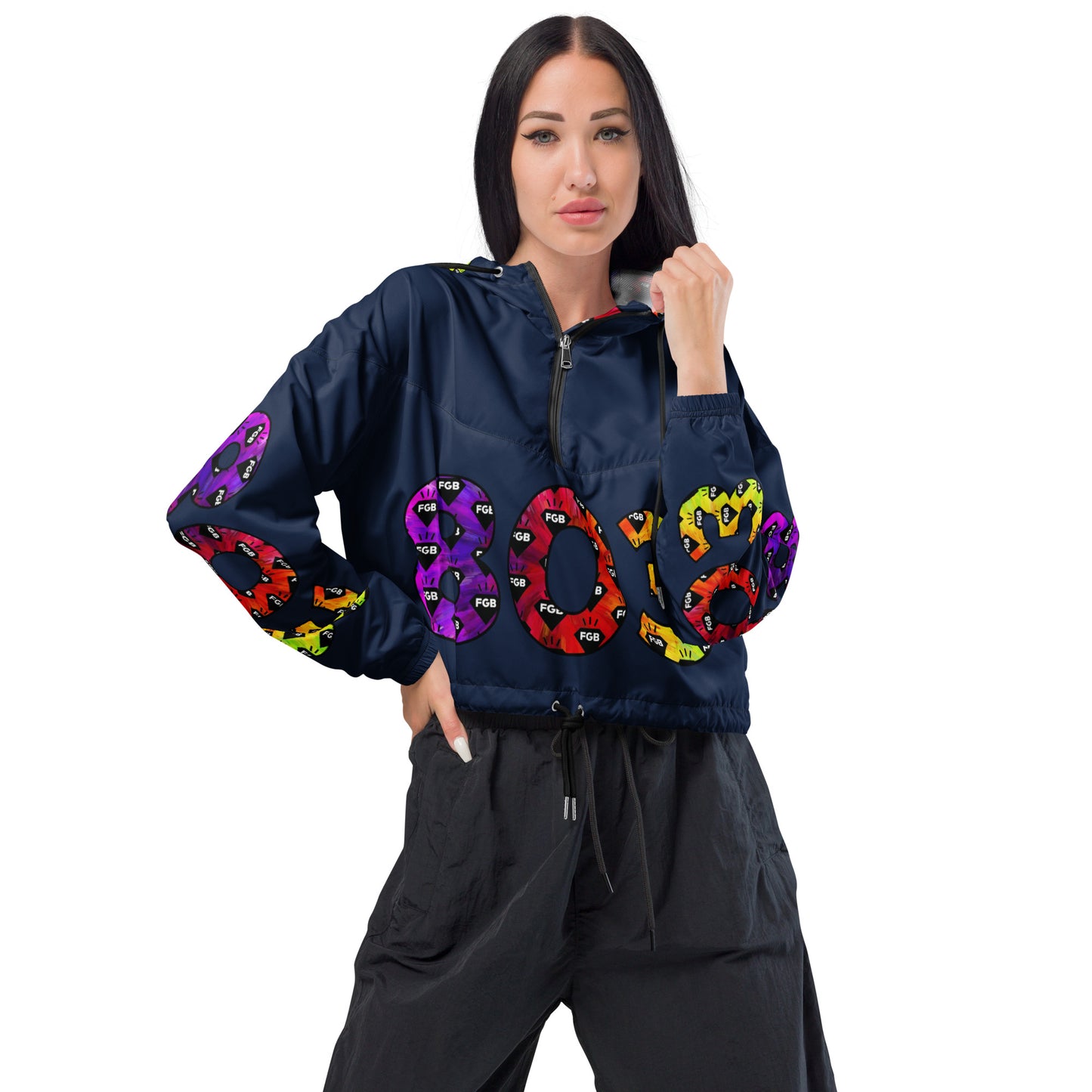 Multicolor 803 Women’s cropped windbreaker (Navy)