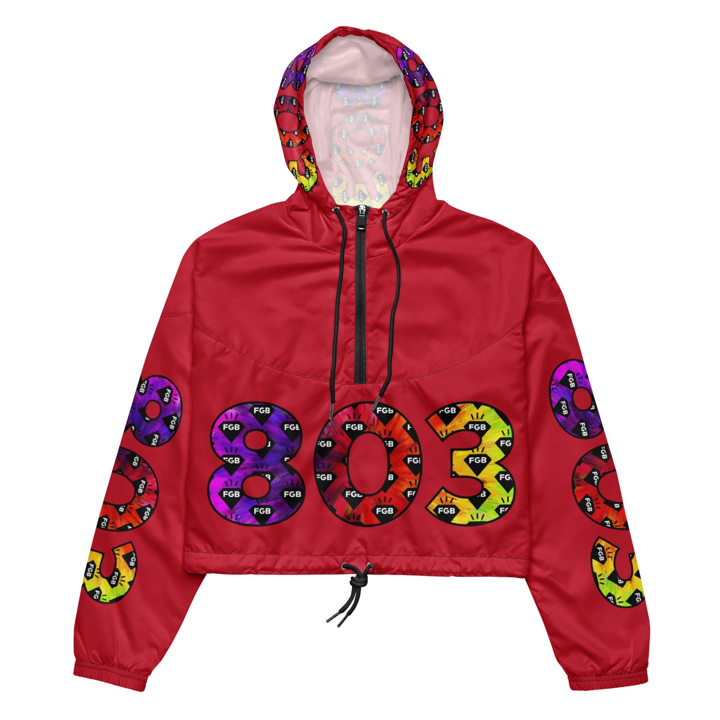 Multicolor 803 Women’s Cropped Windbreaker (Red)