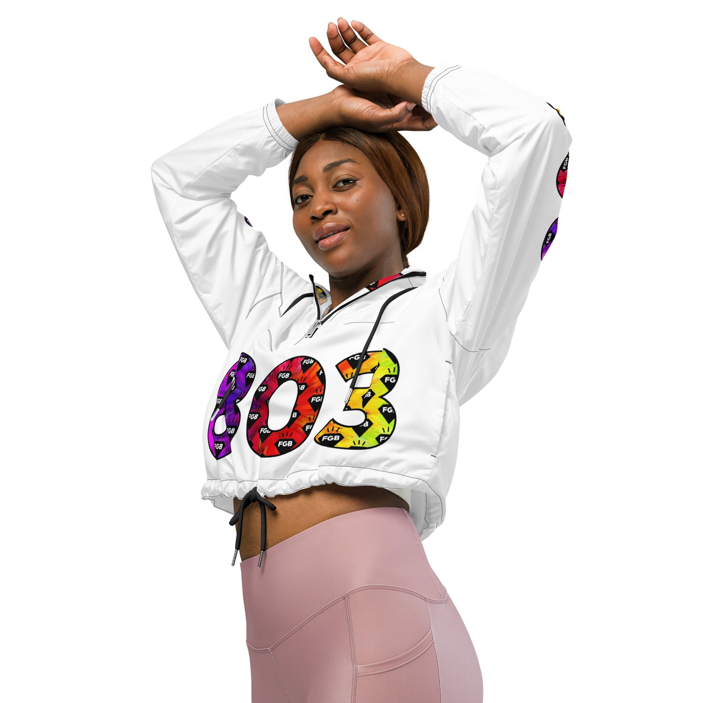 Multicolor 803 Women’s cropped windbreaker (White)