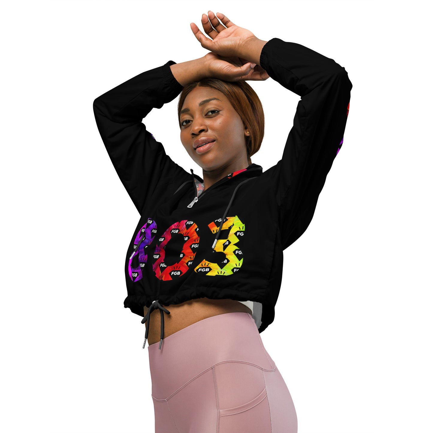 Multicolor 803 Women’s cropped windbreaker (Black)