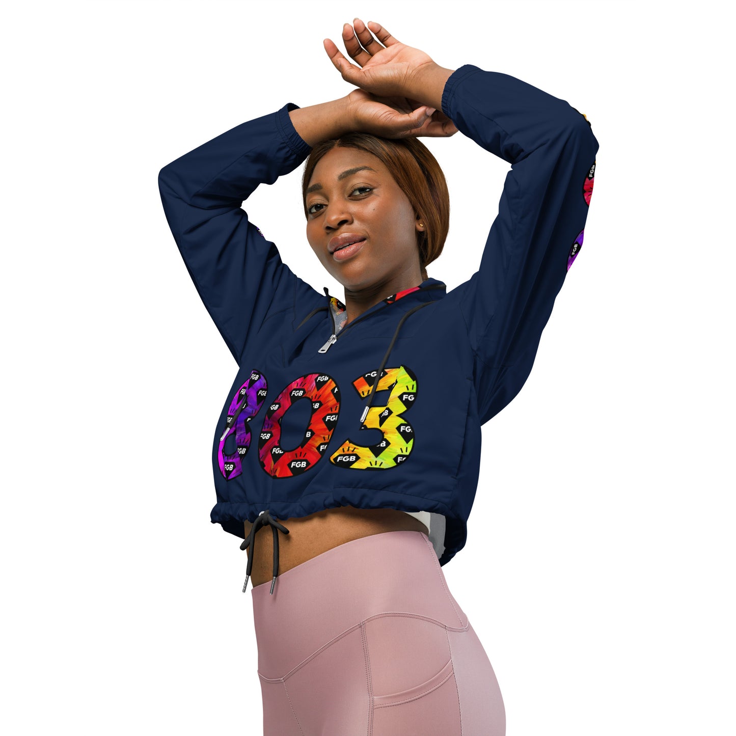 Multicolor 803 Women’s cropped windbreaker (Navy)