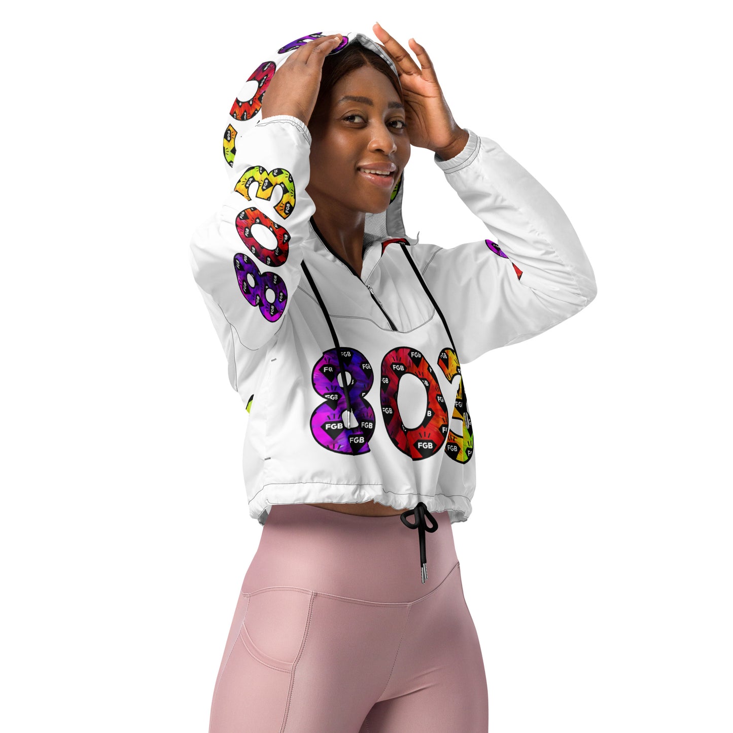 Multicolor 803 Women’s cropped windbreaker (White)