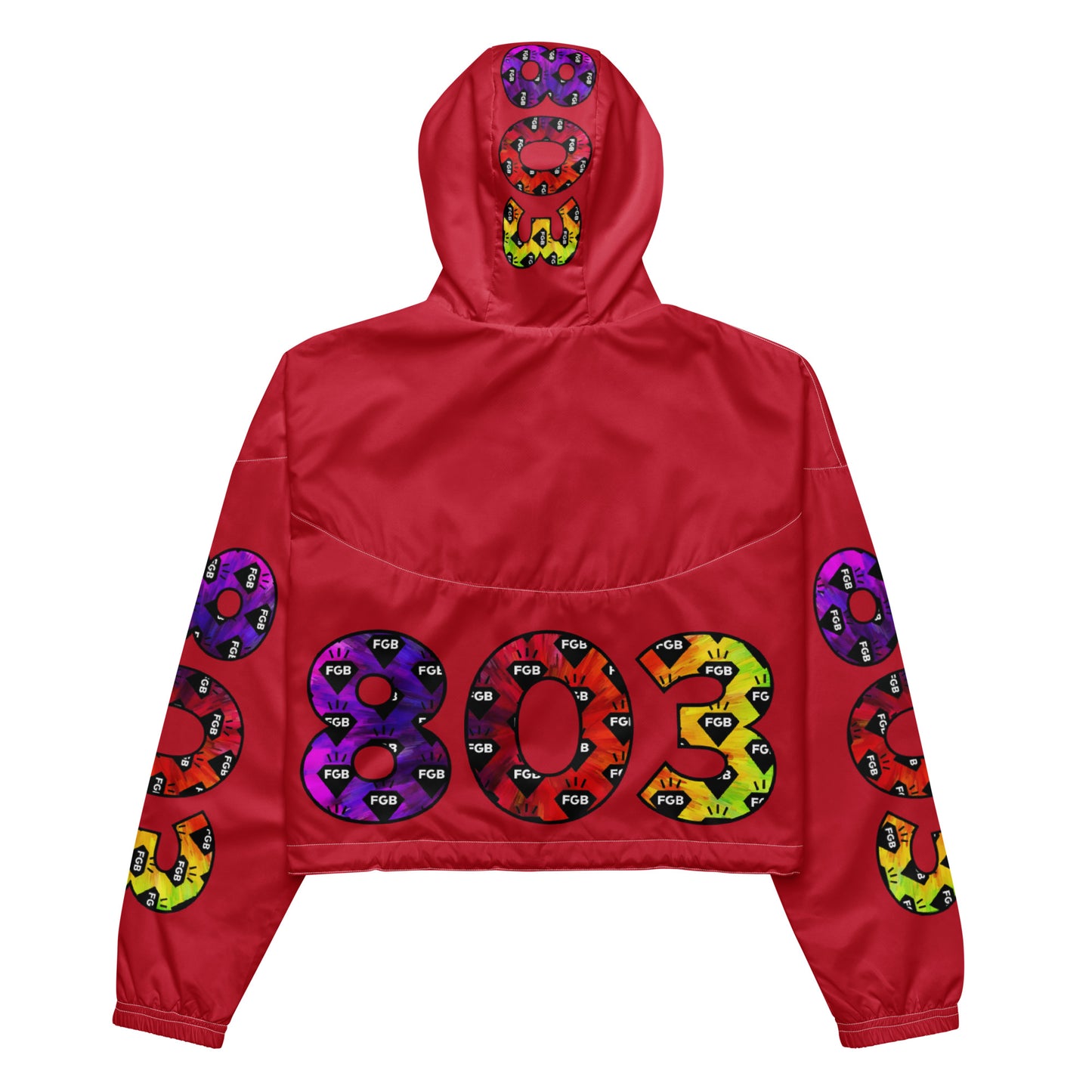 Multicolor 803 Women’s Cropped Windbreaker (Red)