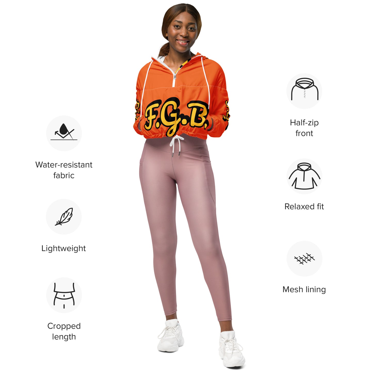 F.G.B. Women’s cropped windbreaker (Orange)