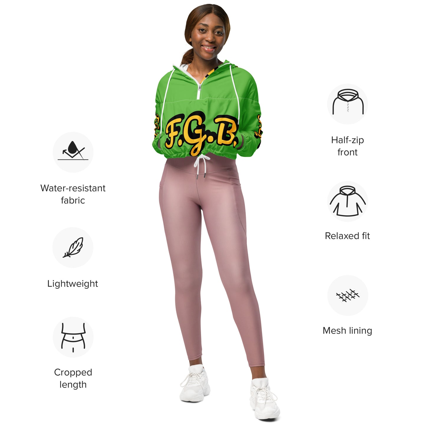 F.G.B. Women’s cropped windbreaker (Green)