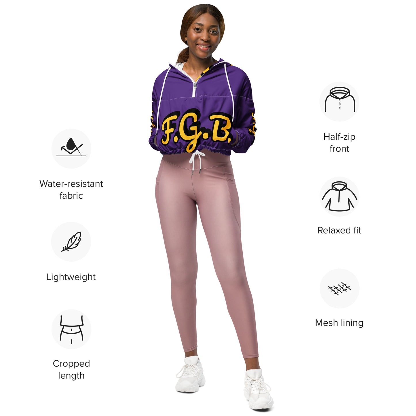 F.G.B. Women’s cropped windbreaker (Purple)