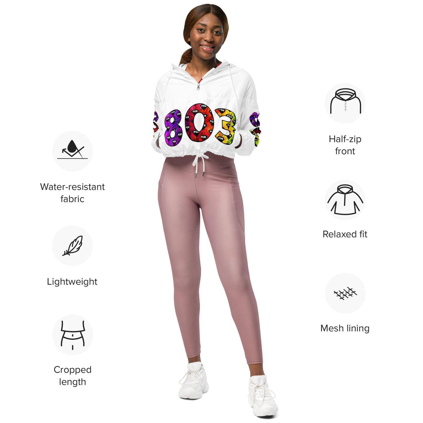 Multicolor 803 Women’s cropped windbreaker (White)