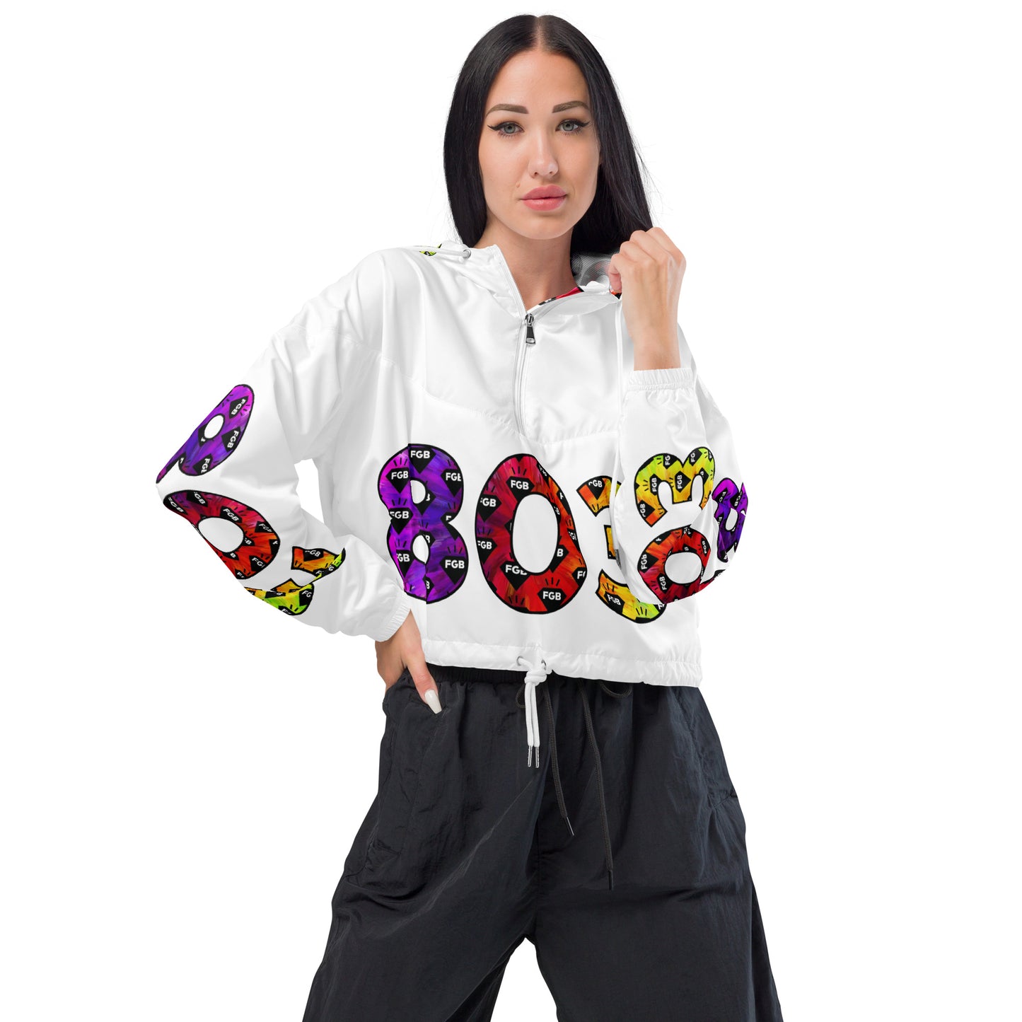 Multicolor 803 Women’s cropped windbreaker (White)