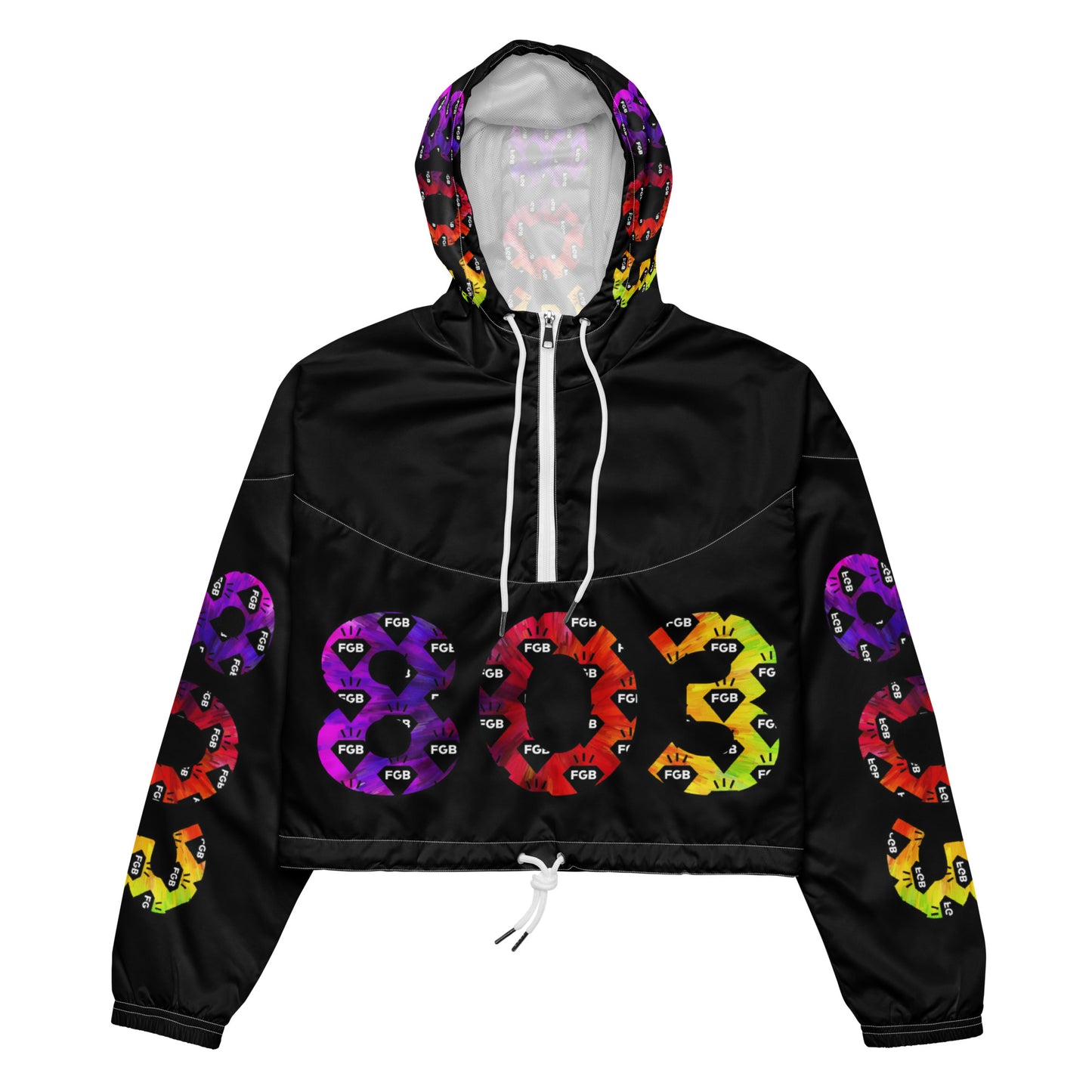 Multicolor 803 Women’s cropped windbreaker (Black)