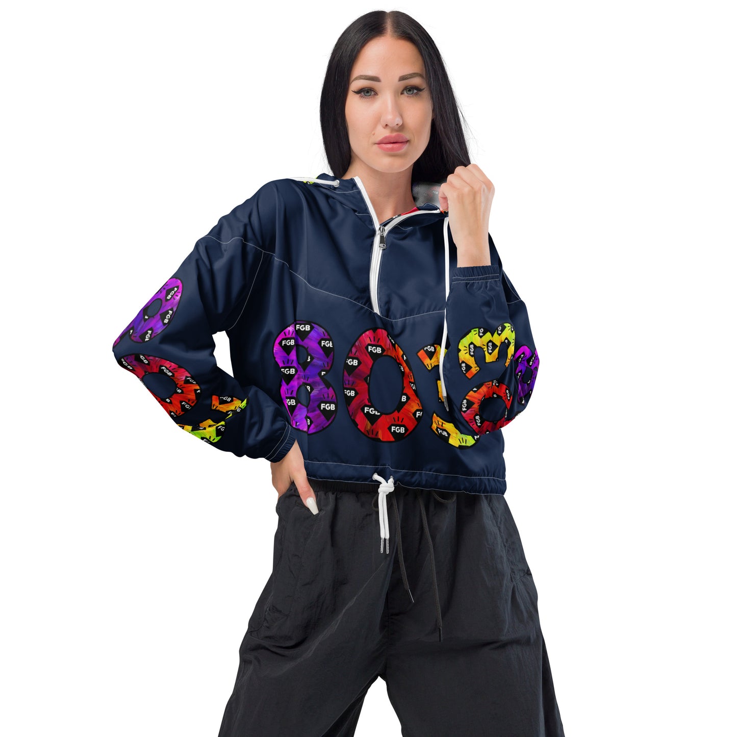 Multicolor 803 Women’s cropped windbreaker (Navy)