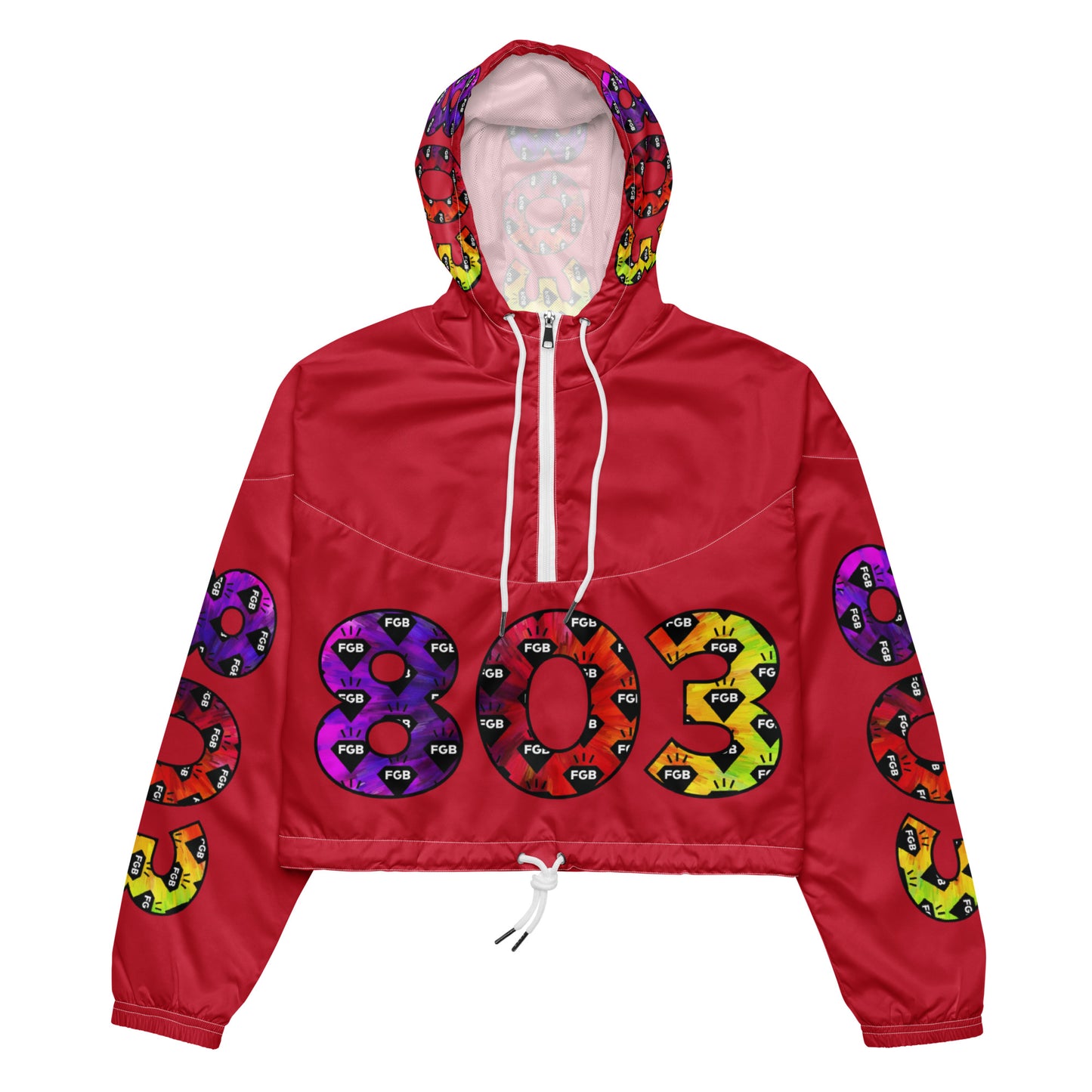 Multicolor 803 Women’s Cropped Windbreaker (Red)