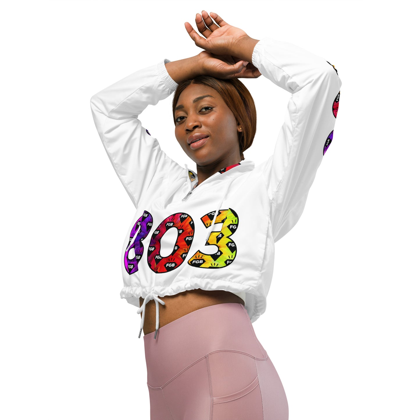 Multicolor 803 Women’s cropped windbreaker (White)