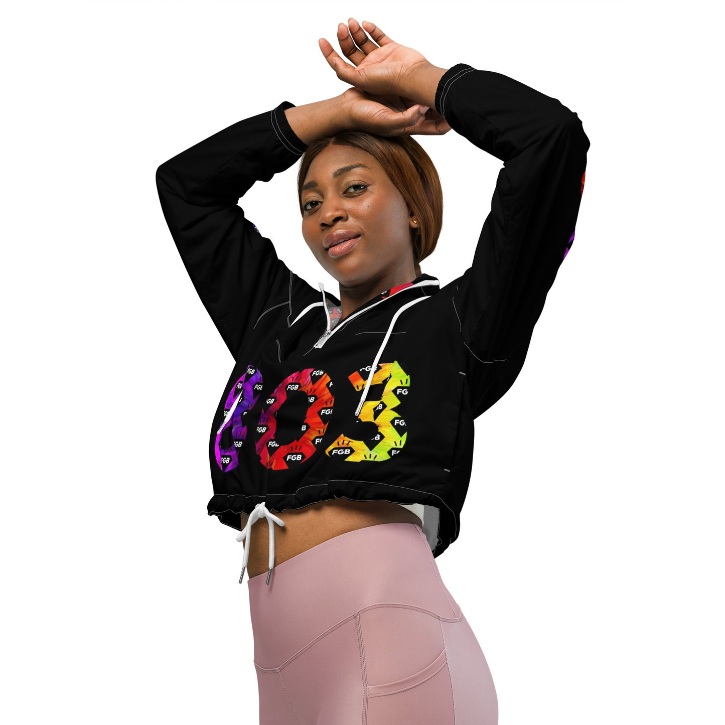 Multicolor 803 Women’s cropped windbreaker (Black)